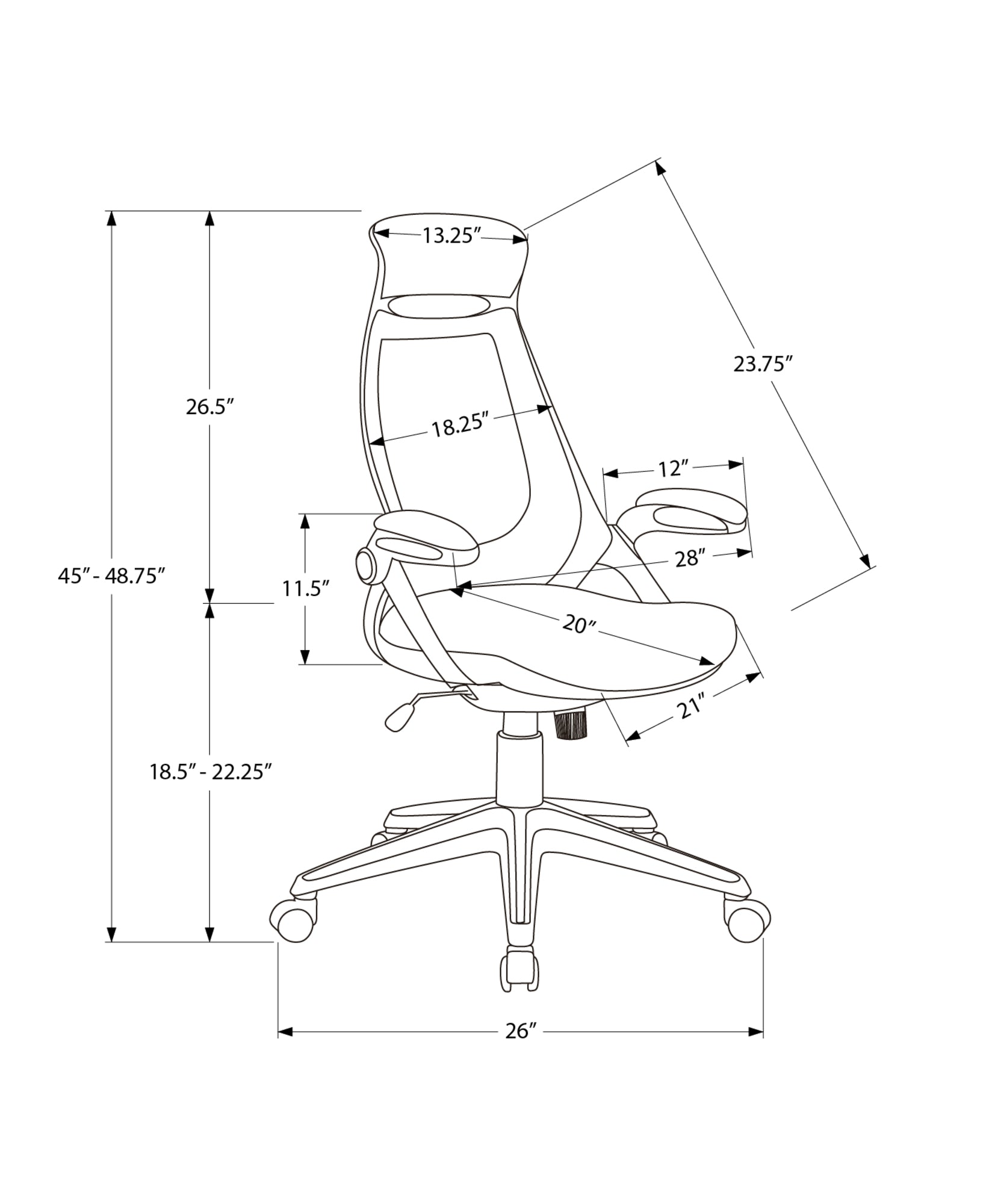 Office Chair - Black Mesh / Chrome High-Back Executive-Computer Desk-DECOROLALA