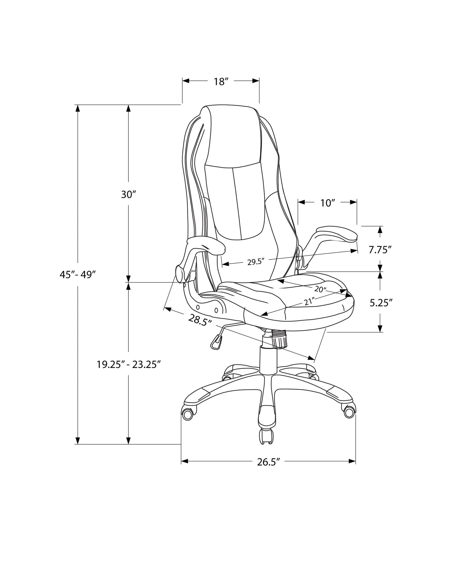 OFFICE CHAIR - BLACK LEATHER-LOOK / HIGH BACK EXECUTIVE-Computer Desk-DECOROLALA