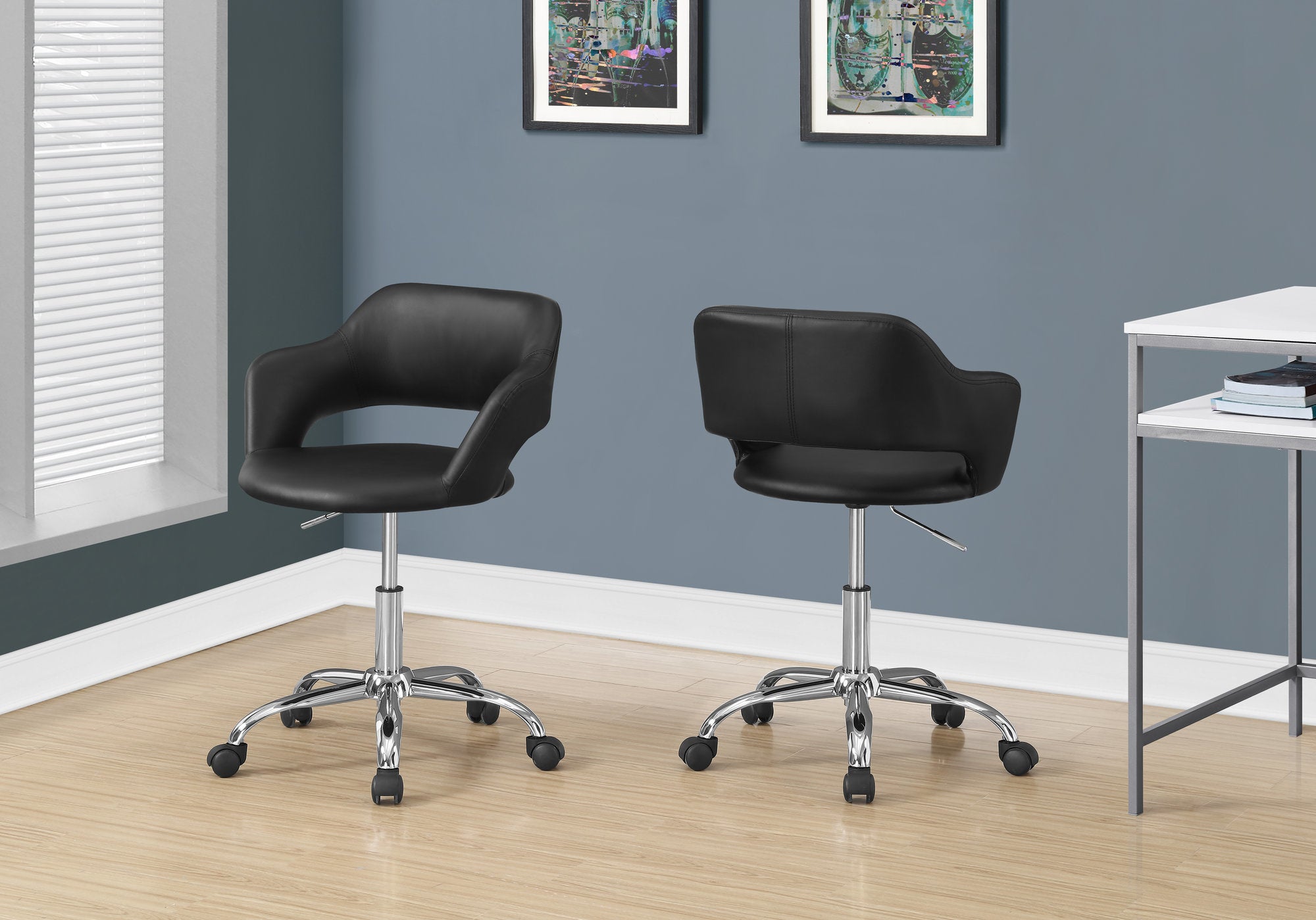 OFFICE CHAIR - BLACK / CHROME METAL HYDRAULIC LIFT BASE-Computer Desk-DECOROLALA