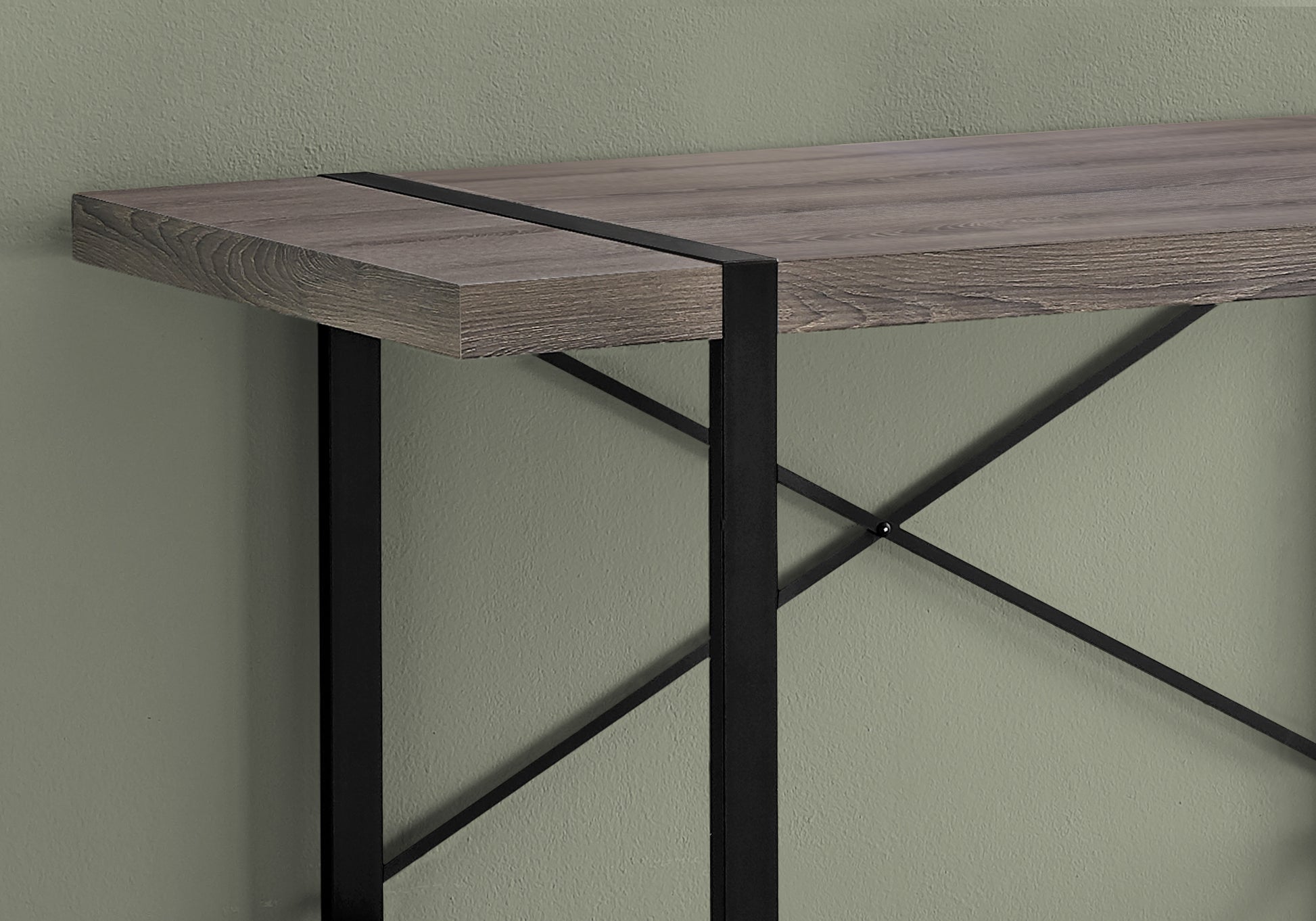 Computer Desk - 48"L / Dark Taupe / Black Metal-Computer Desk-DECOROLALA
