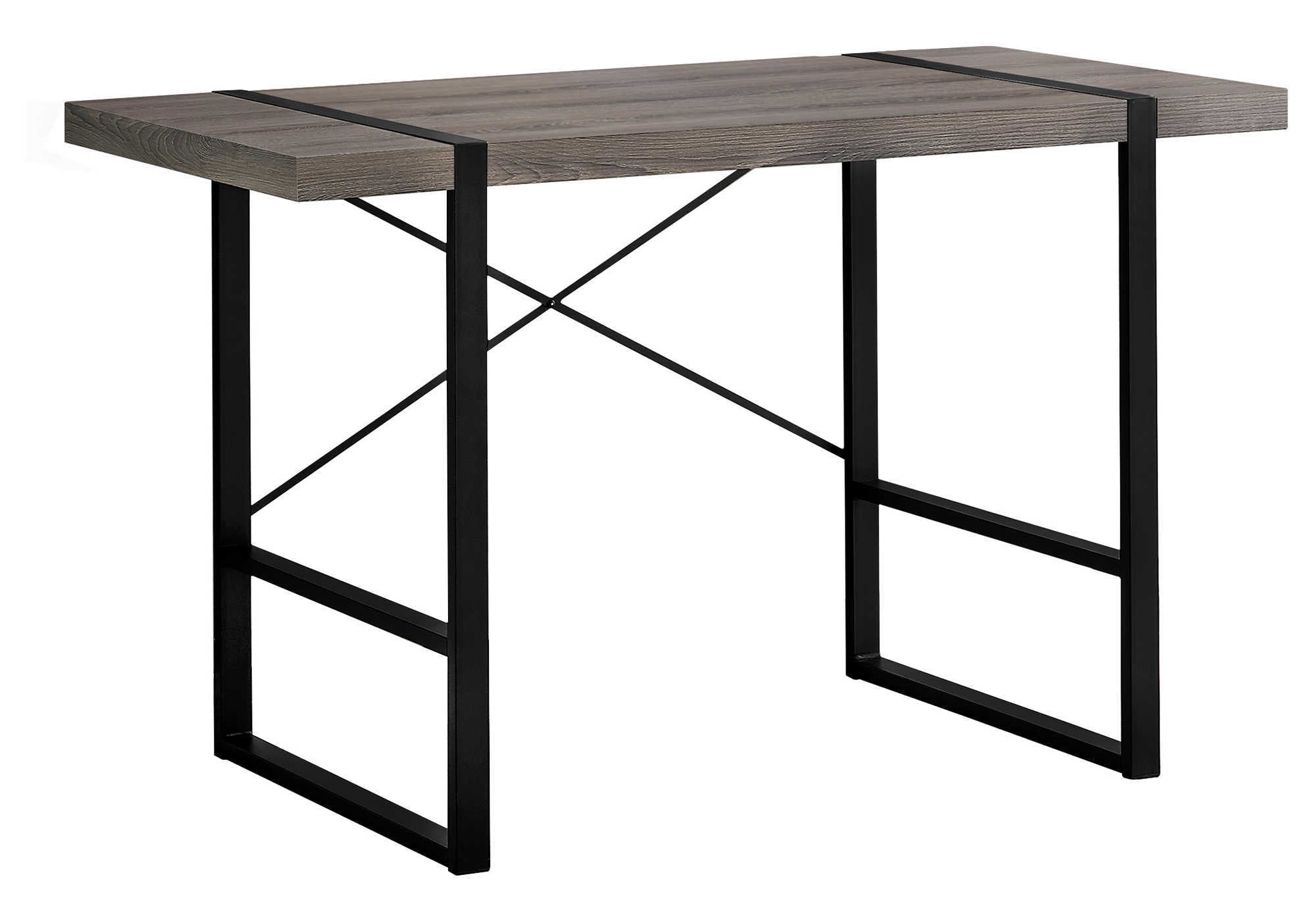 Computer Desk - 48"L / Dark Taupe / Black Metal-Computer Desk-DECOROLALA