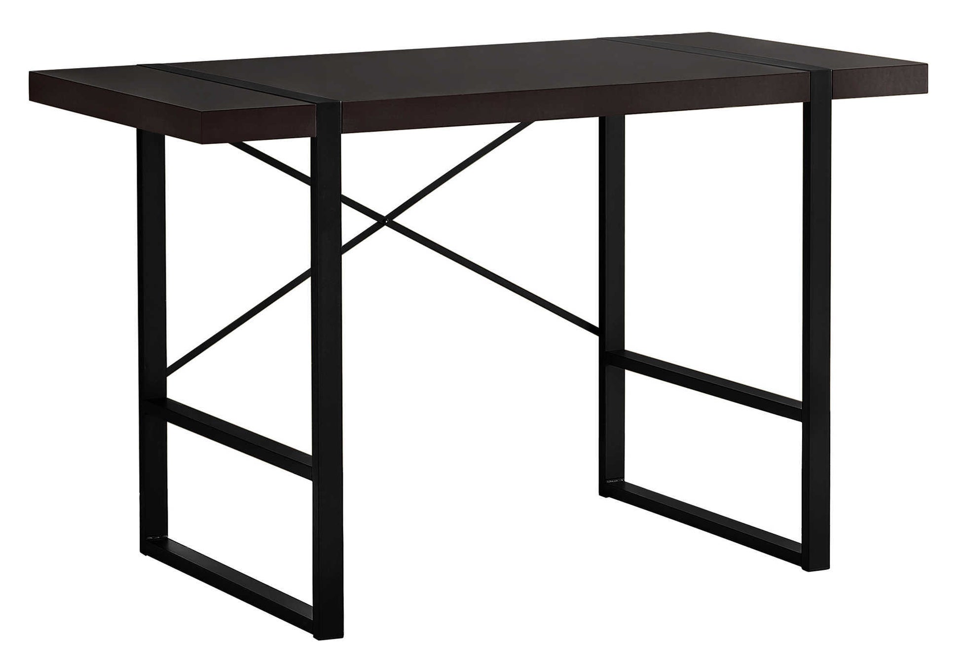 Computer Desk - 48"L / Dark Taupe / Black Metal-Computer Desk-DECOROLALA