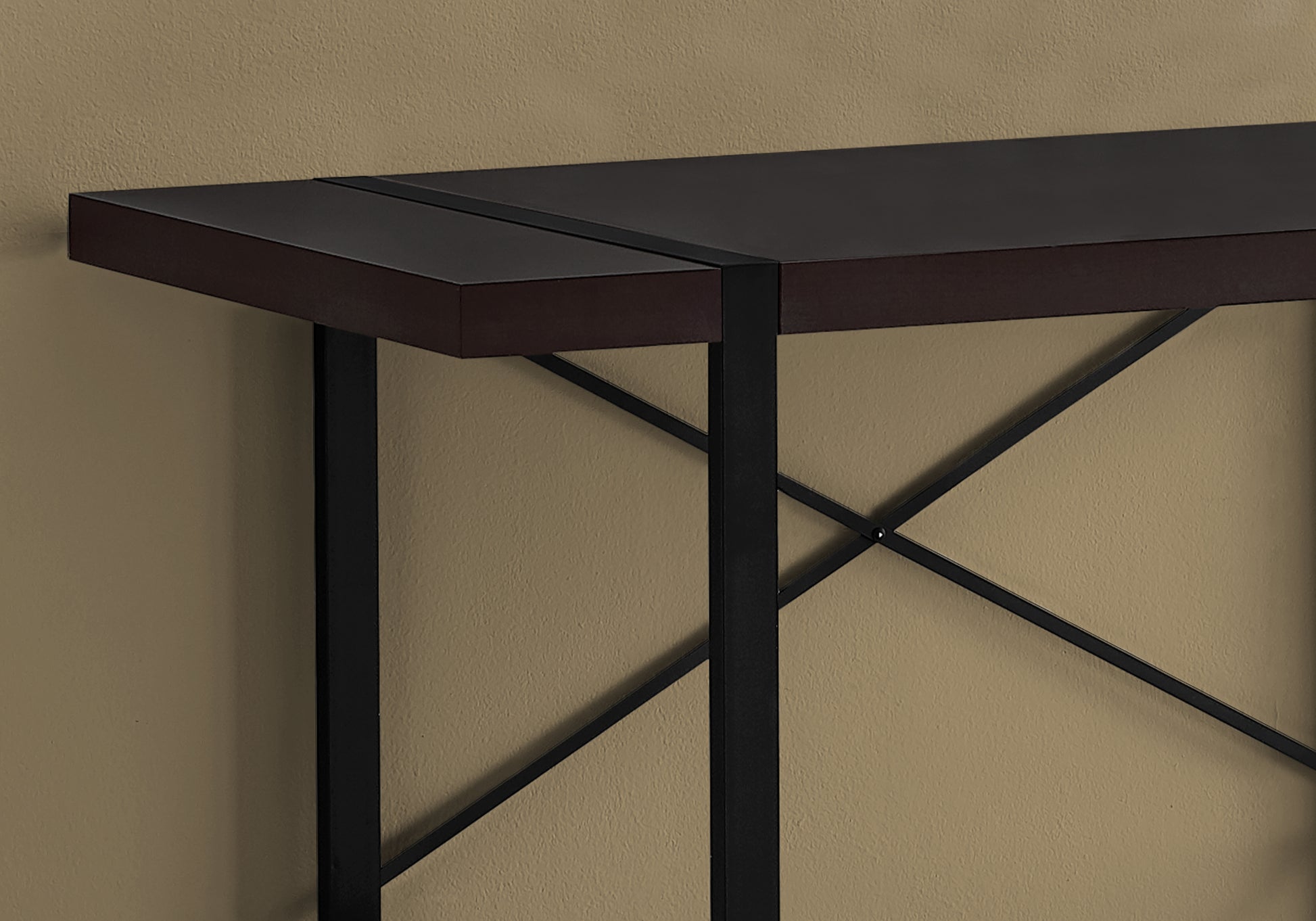 Computer Desk - 48"L / Dark Taupe / Black Metal-Computer Desk-DECOROLALA