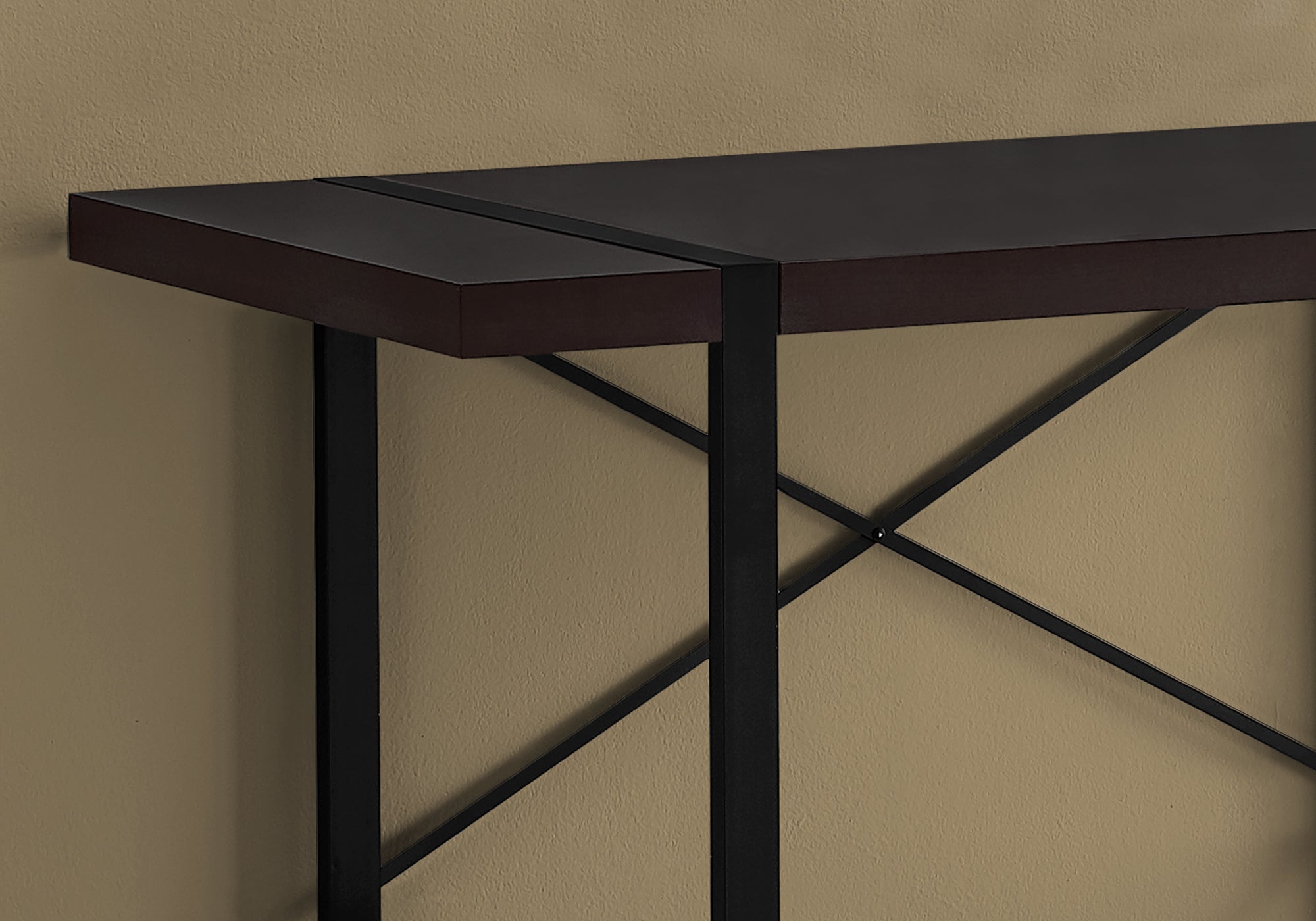 Computer Desk - 48"L / Dark Taupe / Black Metal-Computer Desk-DECOROLALA