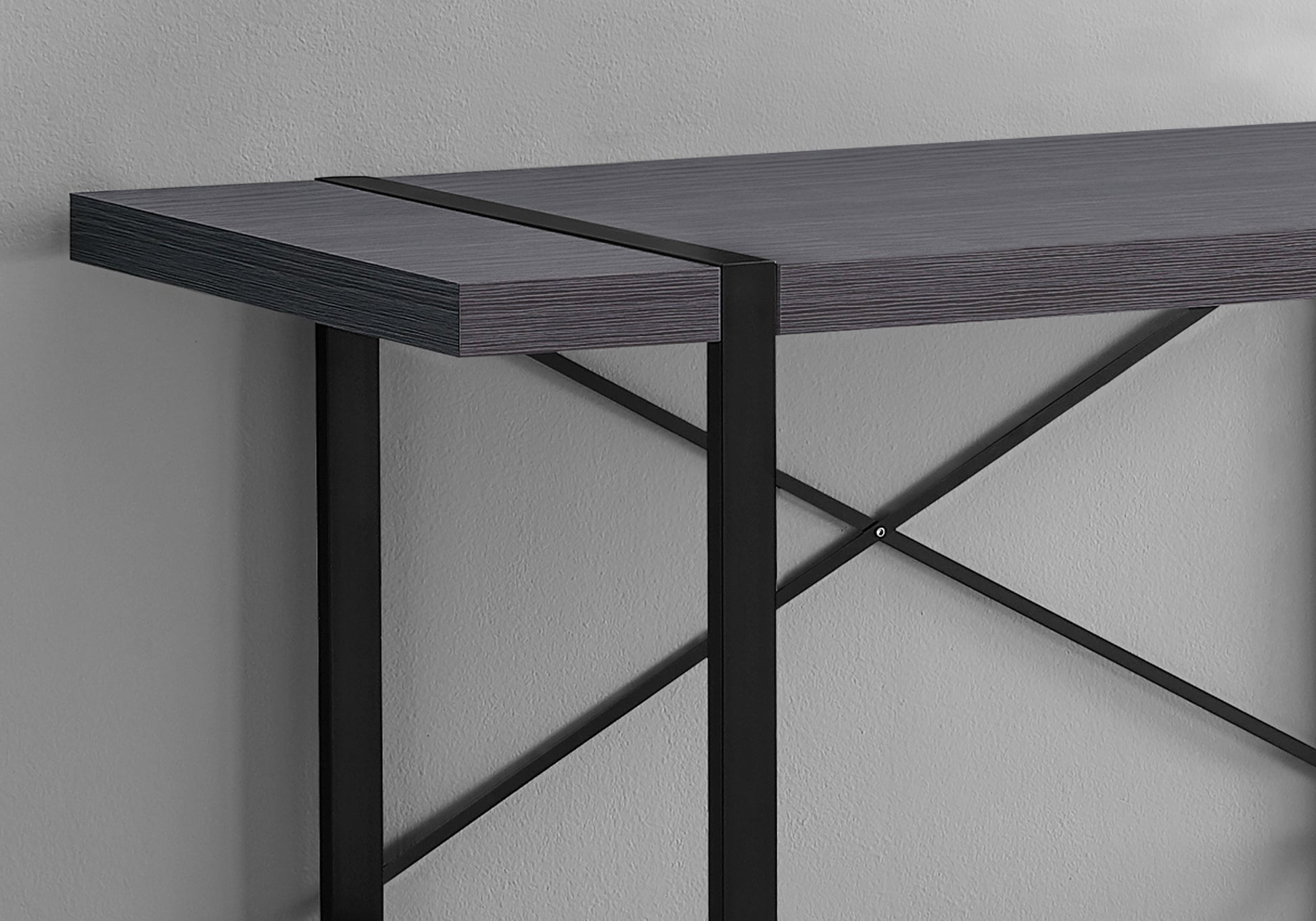 Computer Desk - 48"L / Dark Taupe / Black Metal-Computer Desk-DECOROLALA