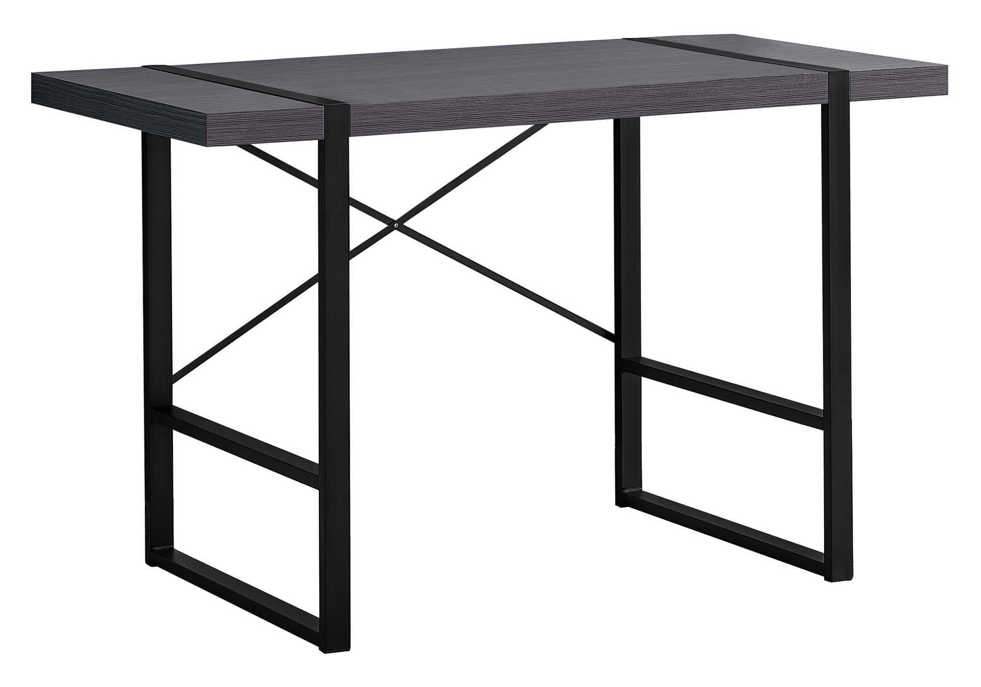 Computer Desk - 48"L / Dark Taupe / Black Metal-Computer Desk-DECOROLALA