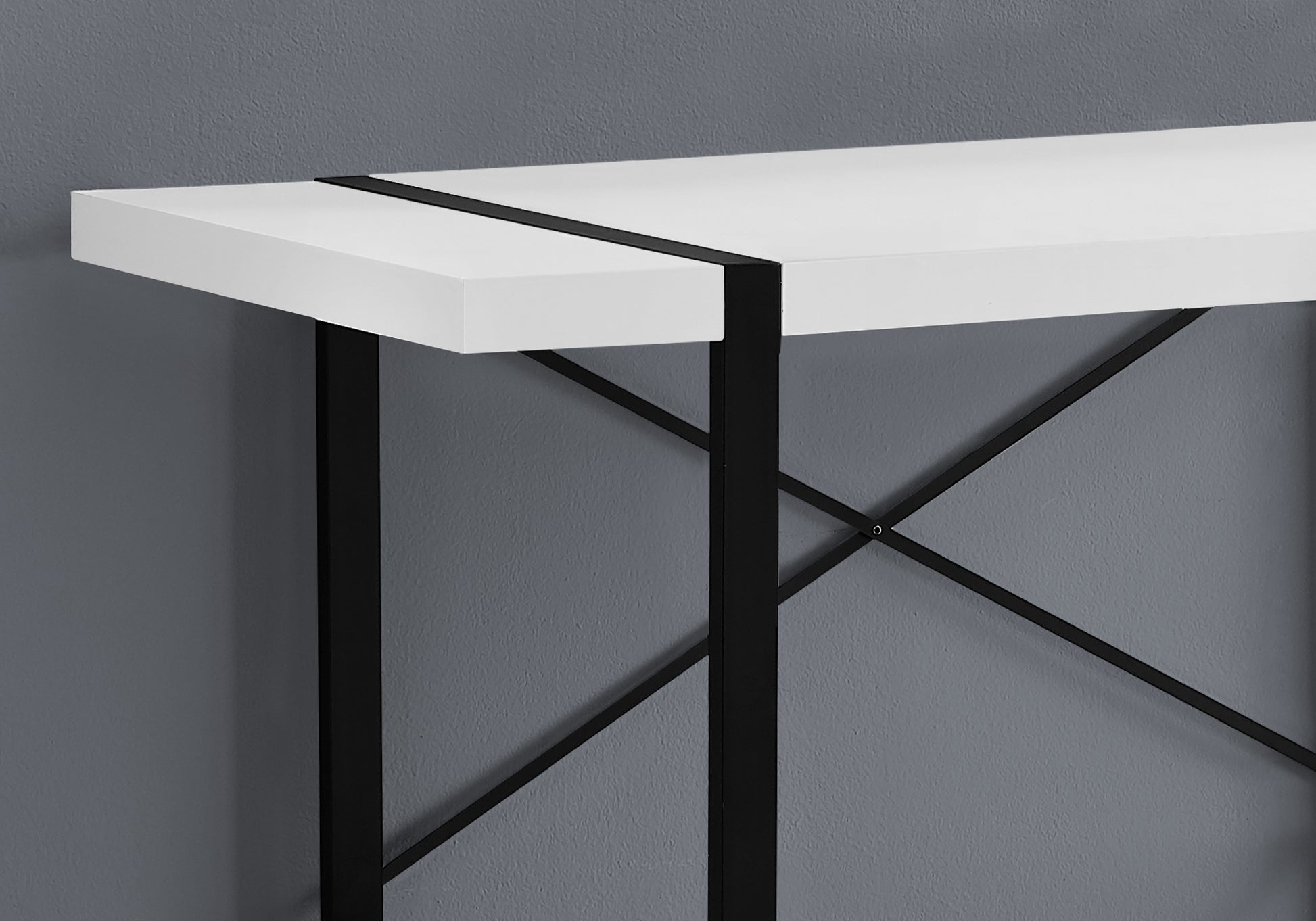 Computer Desk - 48"L / Dark Taupe / Black Metal-Computer Desk-DECOROLALA