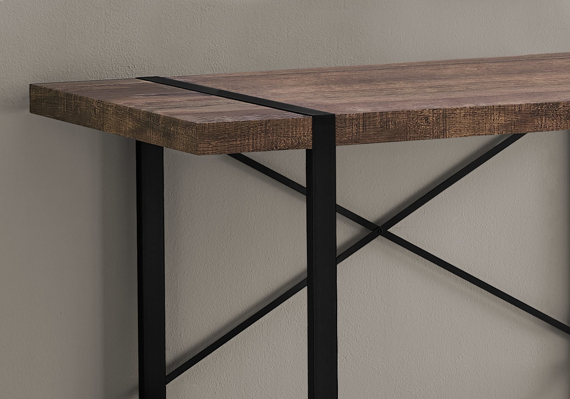 Computer Desk - 48"L / Dark Taupe / Black Metal-Computer Desk-DECOROLALA
