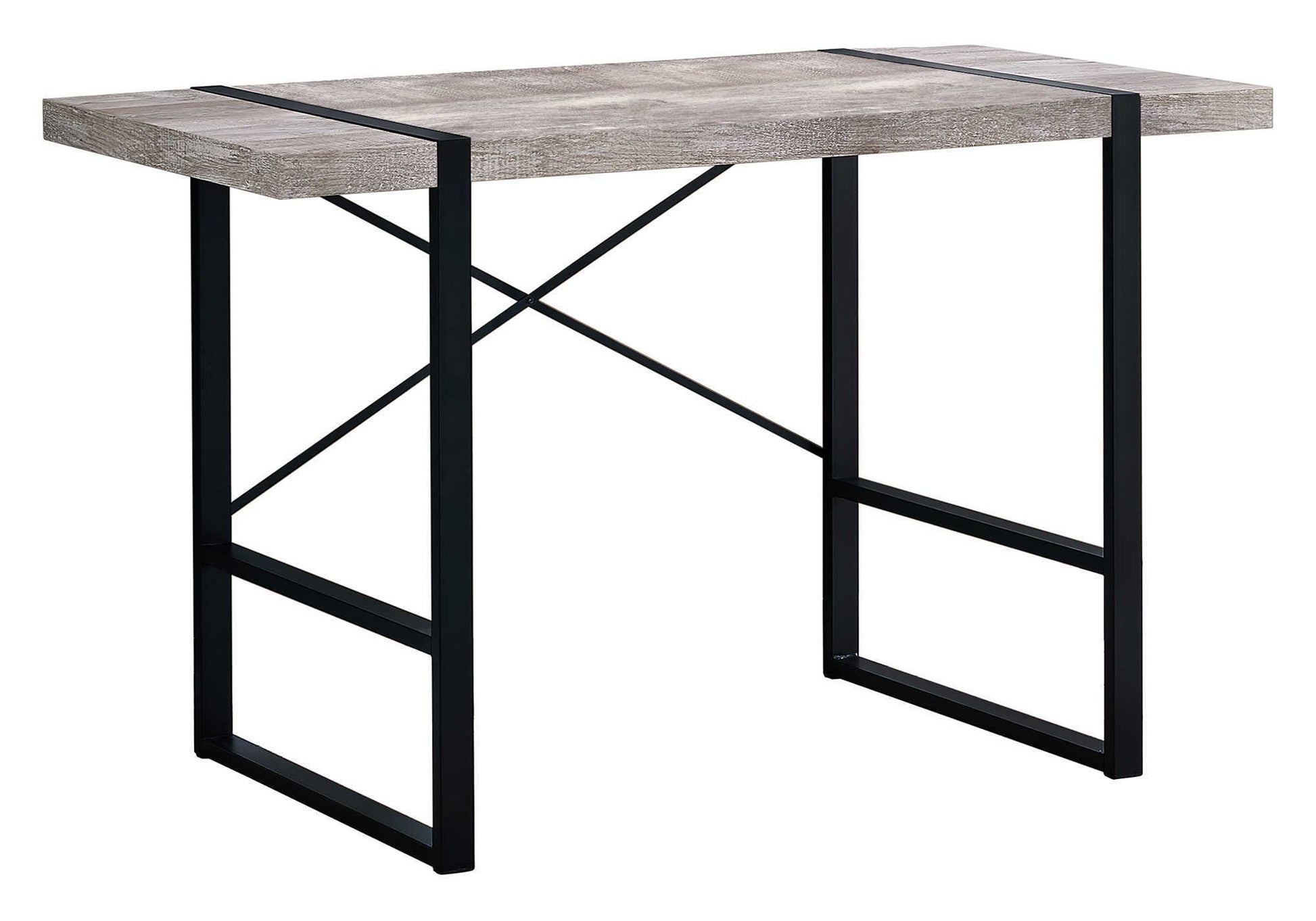 Computer Desk - 48"L / Dark Taupe / Black Metal-Computer Desk-DECOROLALA
