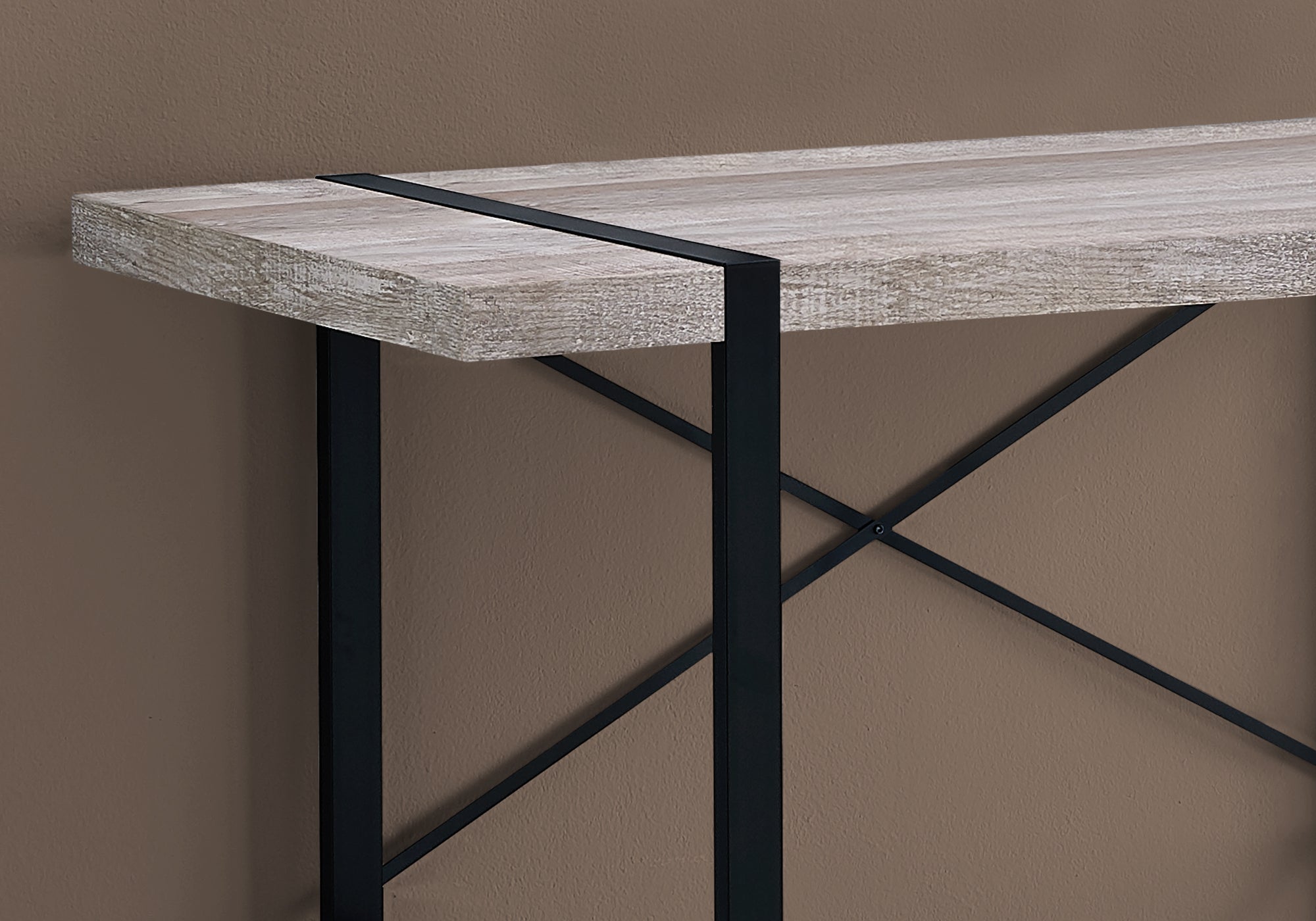 Computer Desk - 48"L / Dark Taupe / Black Metal-Computer Desk-DECOROLALA