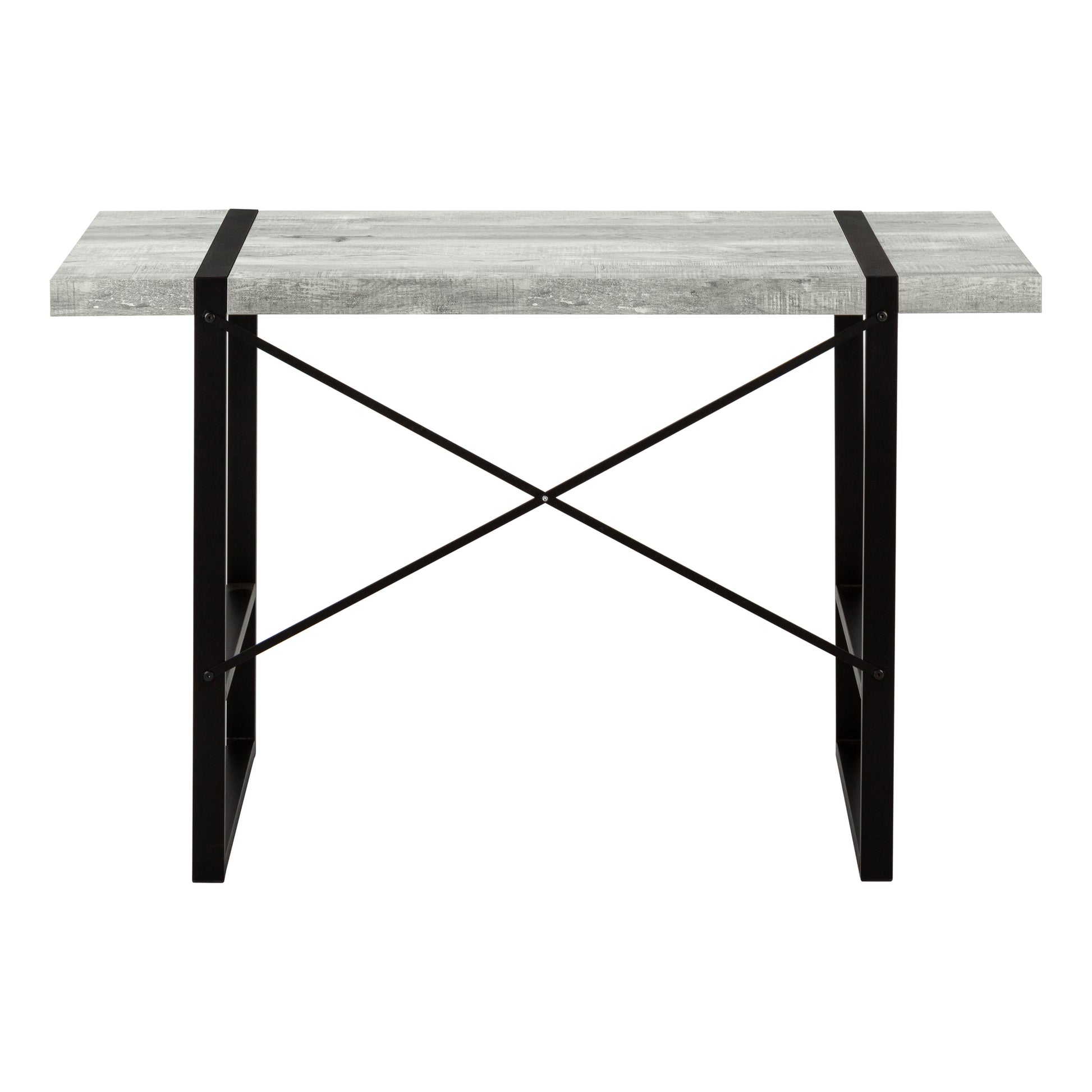 Computer Desk - 48"L / Dark Taupe / Black Metal-Computer Desk-DECOROLALA