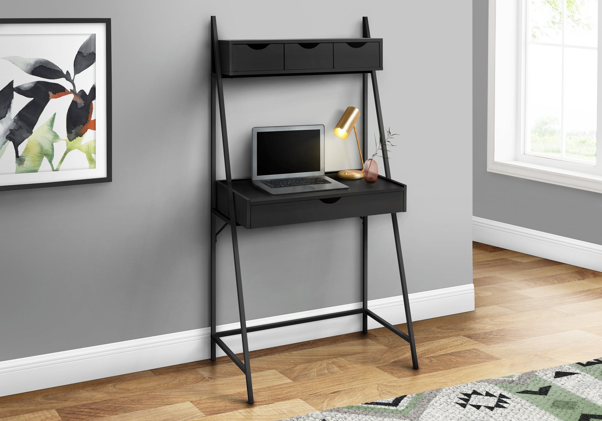 Computer Desk - 32"L / Black / Black Metal-Office Chair-DECOROLALA