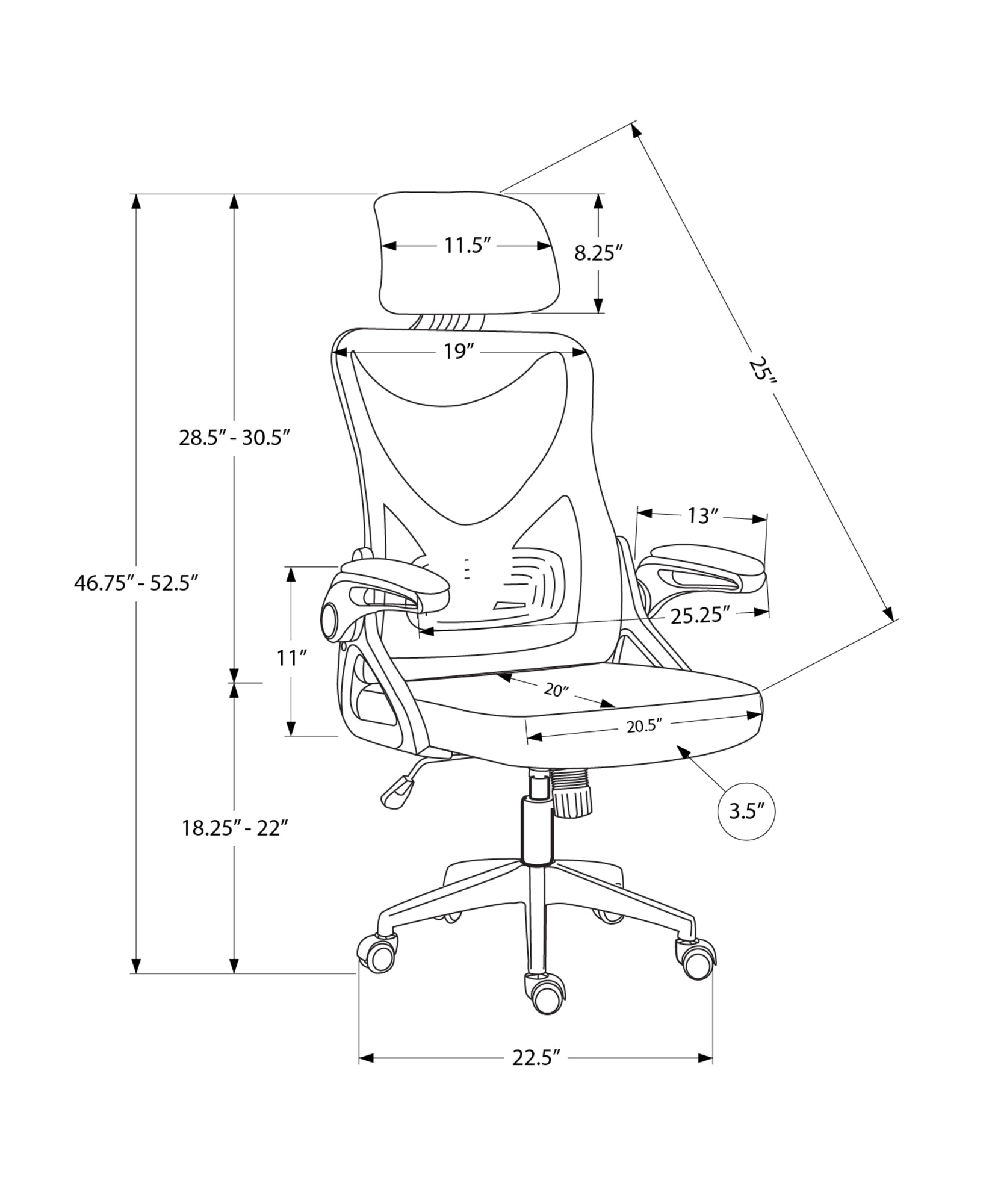 OFFICE CHAIR - BLACK / BLACK MESH / MULTI POSITION-Office Chair-DECOROLALA