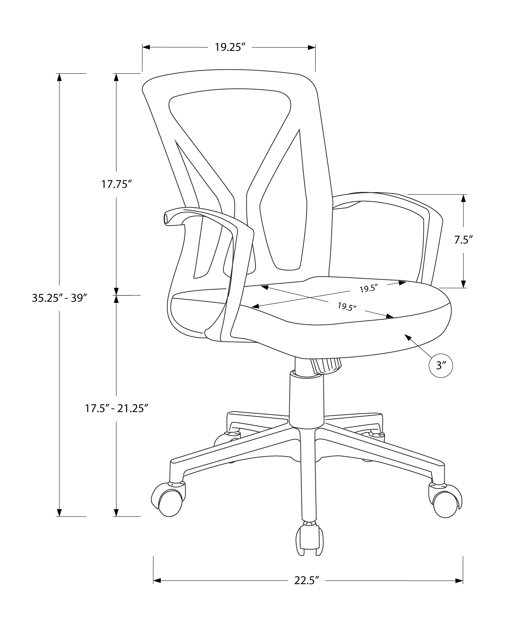 Office Chair - Black / Black Base On Castors-Bookshelf-DECOROLALA