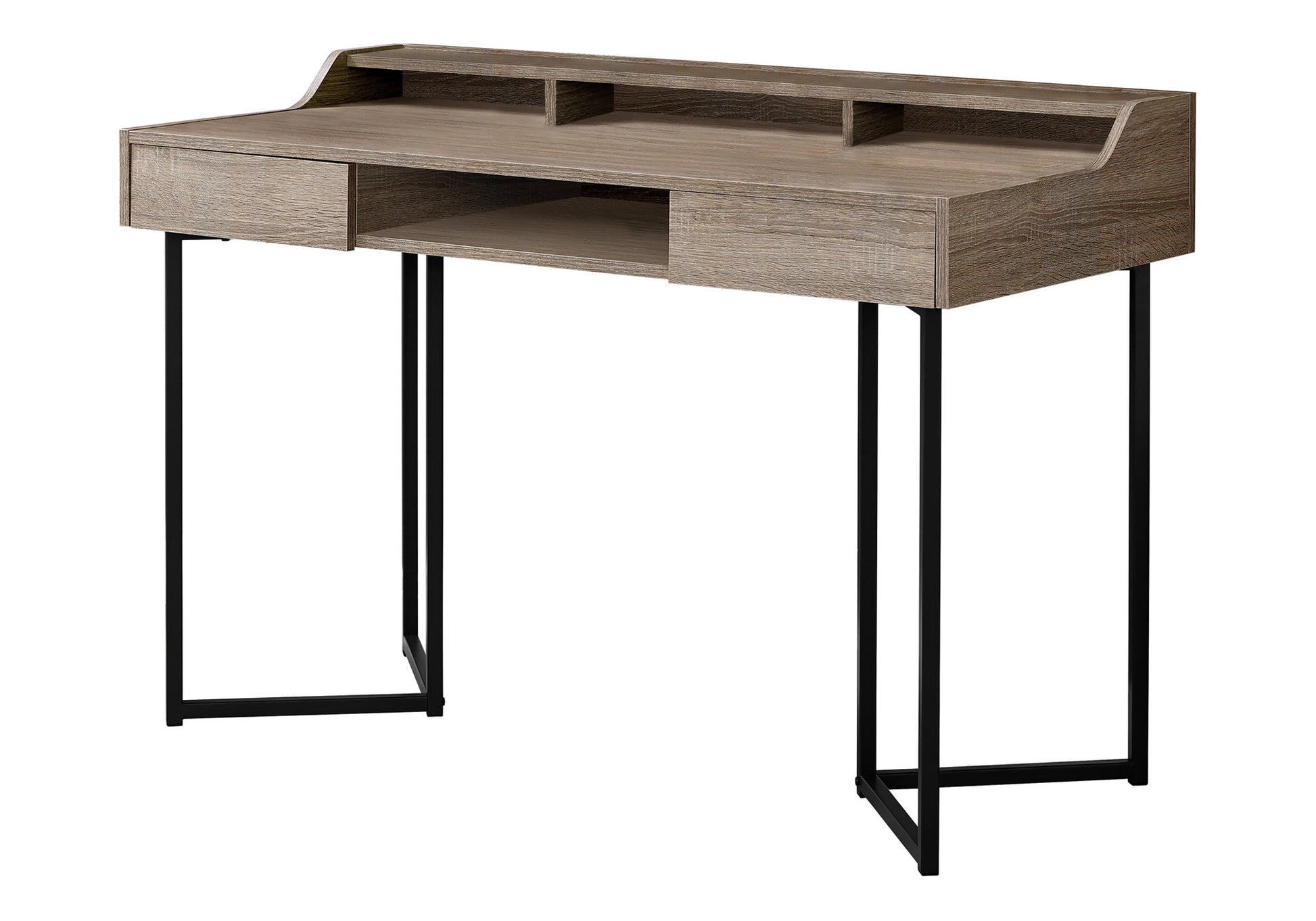 Computer Desk - 48"L / Dark Taupe / Black Metal-Computer Desk-DECOROLALA