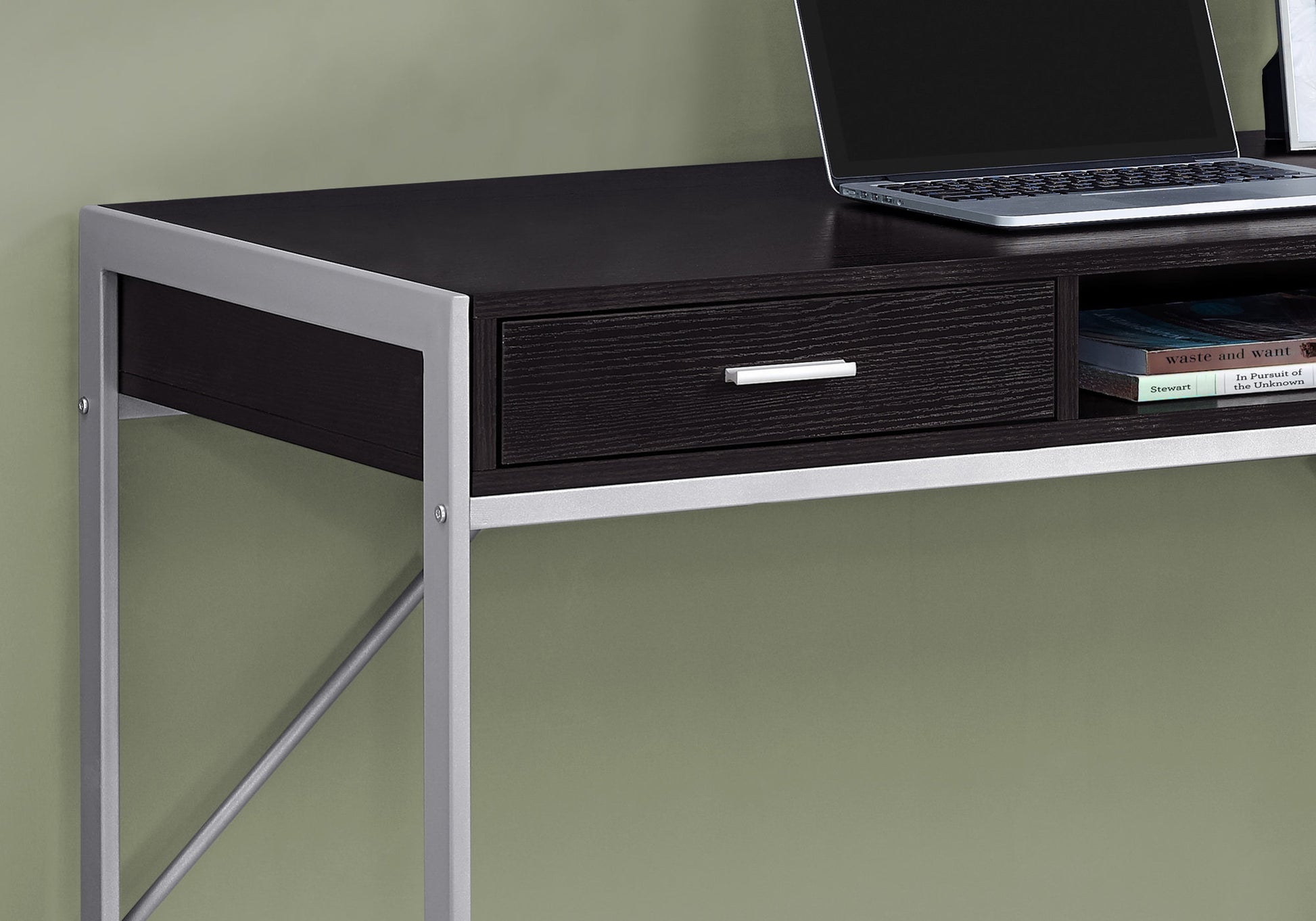 Computer Desk - 48"L / White / Silver Metal-Computer Desk-DECOROLALA