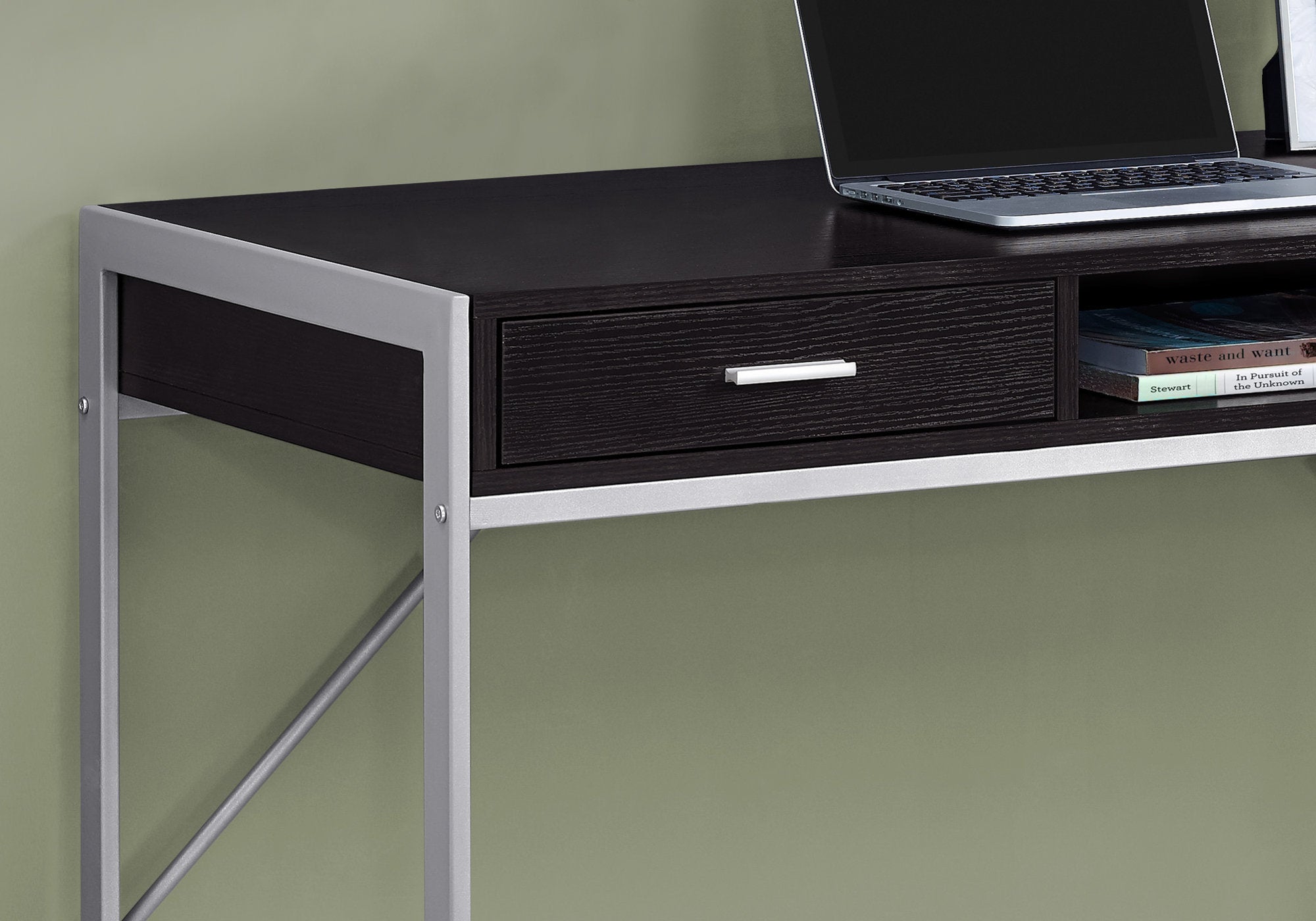 Computer Desk - 48"L / White / Silver Metal-Computer Desk-DECOROLALA