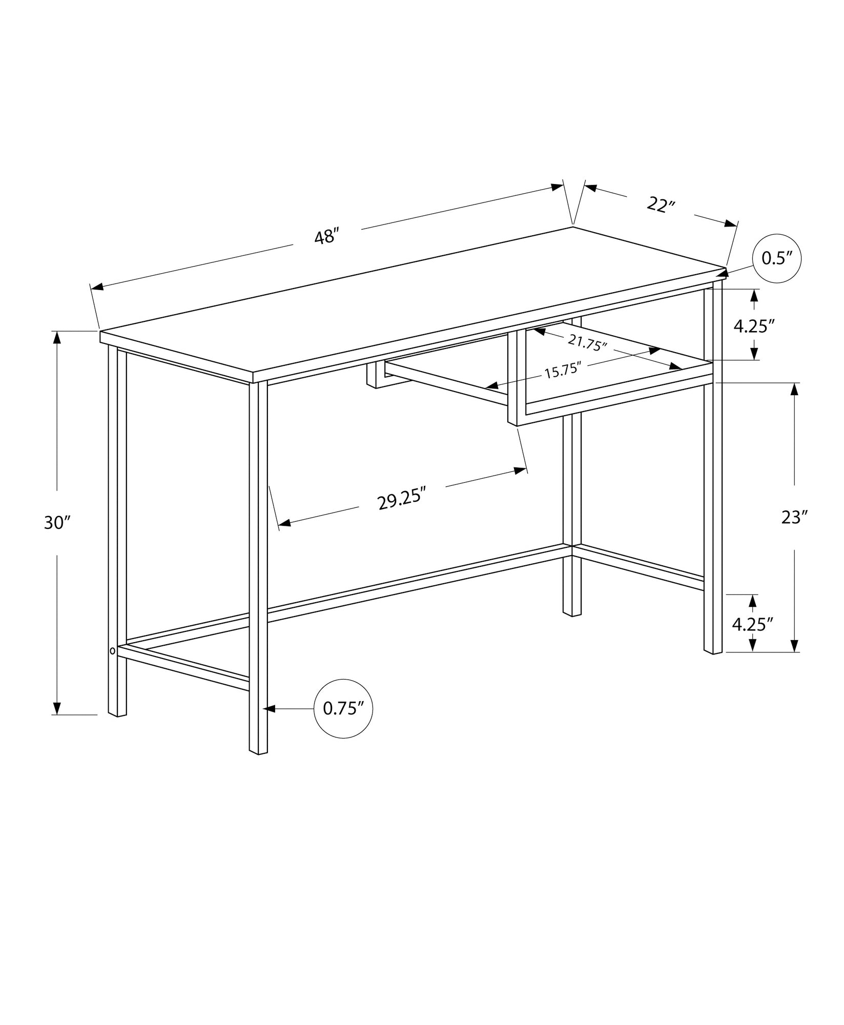Computer Desk - 48"L / White / Silver Metal-Computer Desk-DECOROLALA