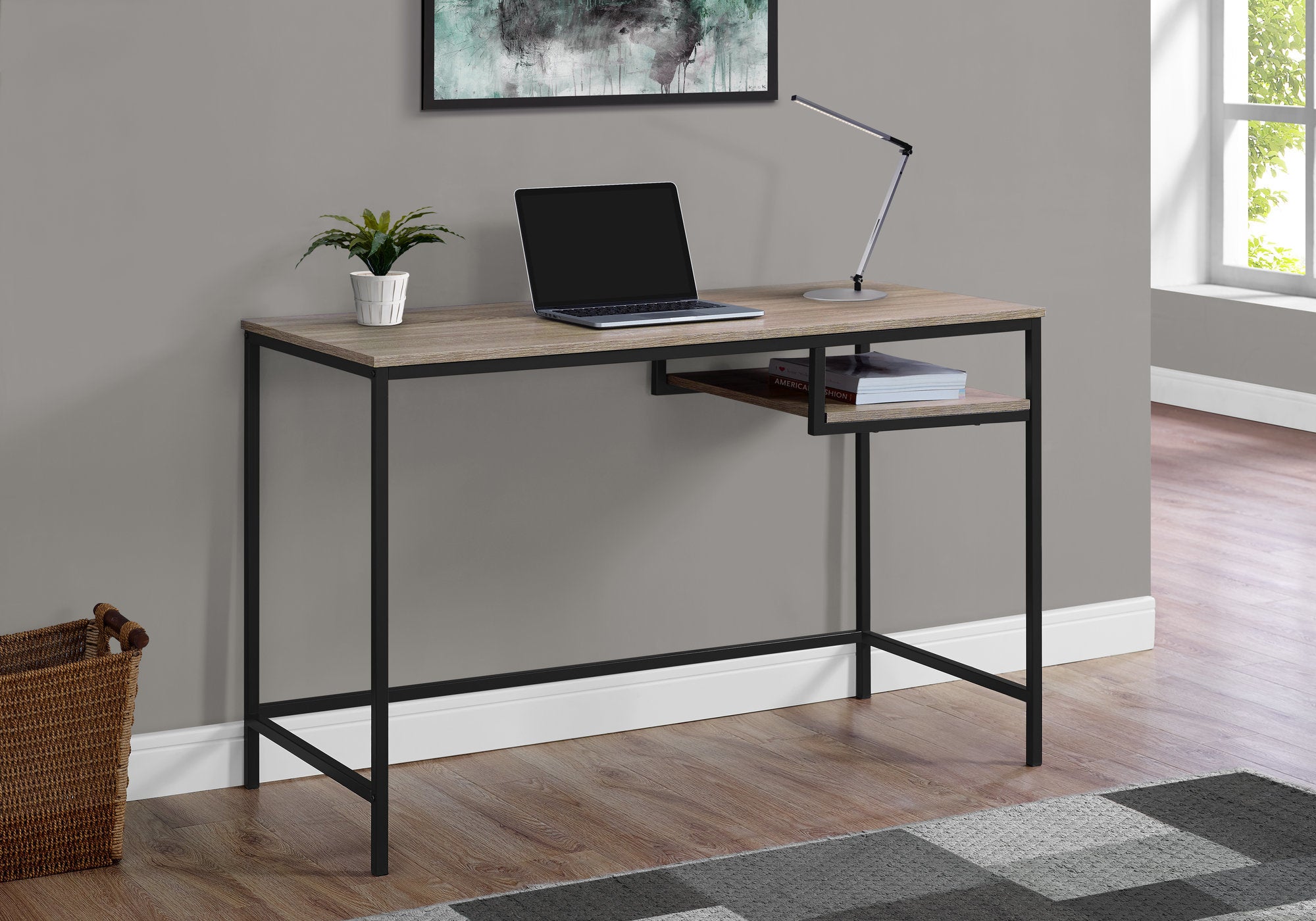 Computer Desk - 48"L / White / Silver Metal-Computer Desk-DECOROLALA