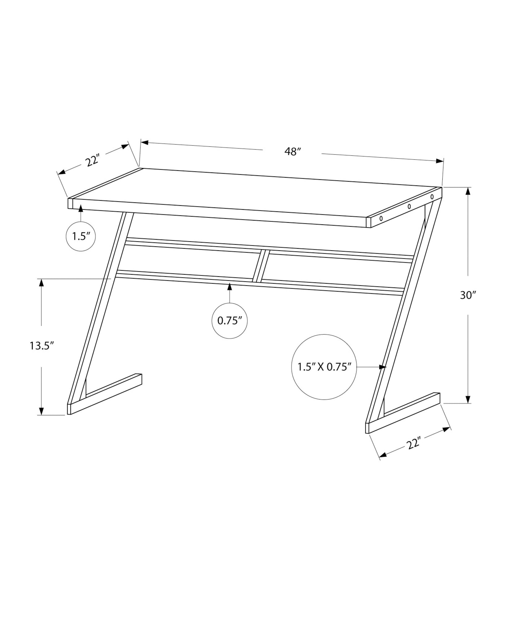 Computer Desk - 48"L / White / Silver Metal-Computer Desk-DECOROLALA