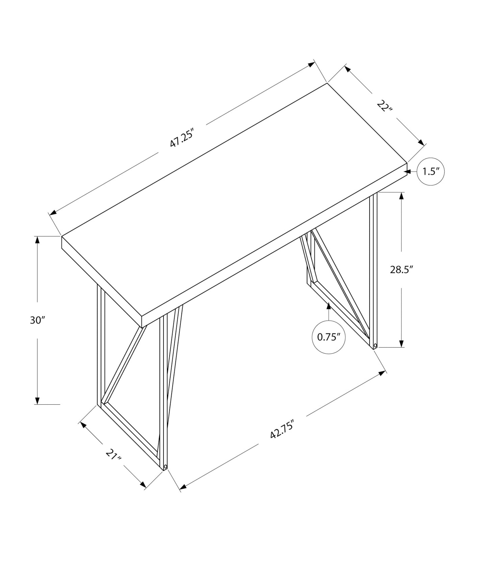 COMPUTER DESK - 48"L / WHITE / SILVER METAL-Computer Desk-DECOROLALA