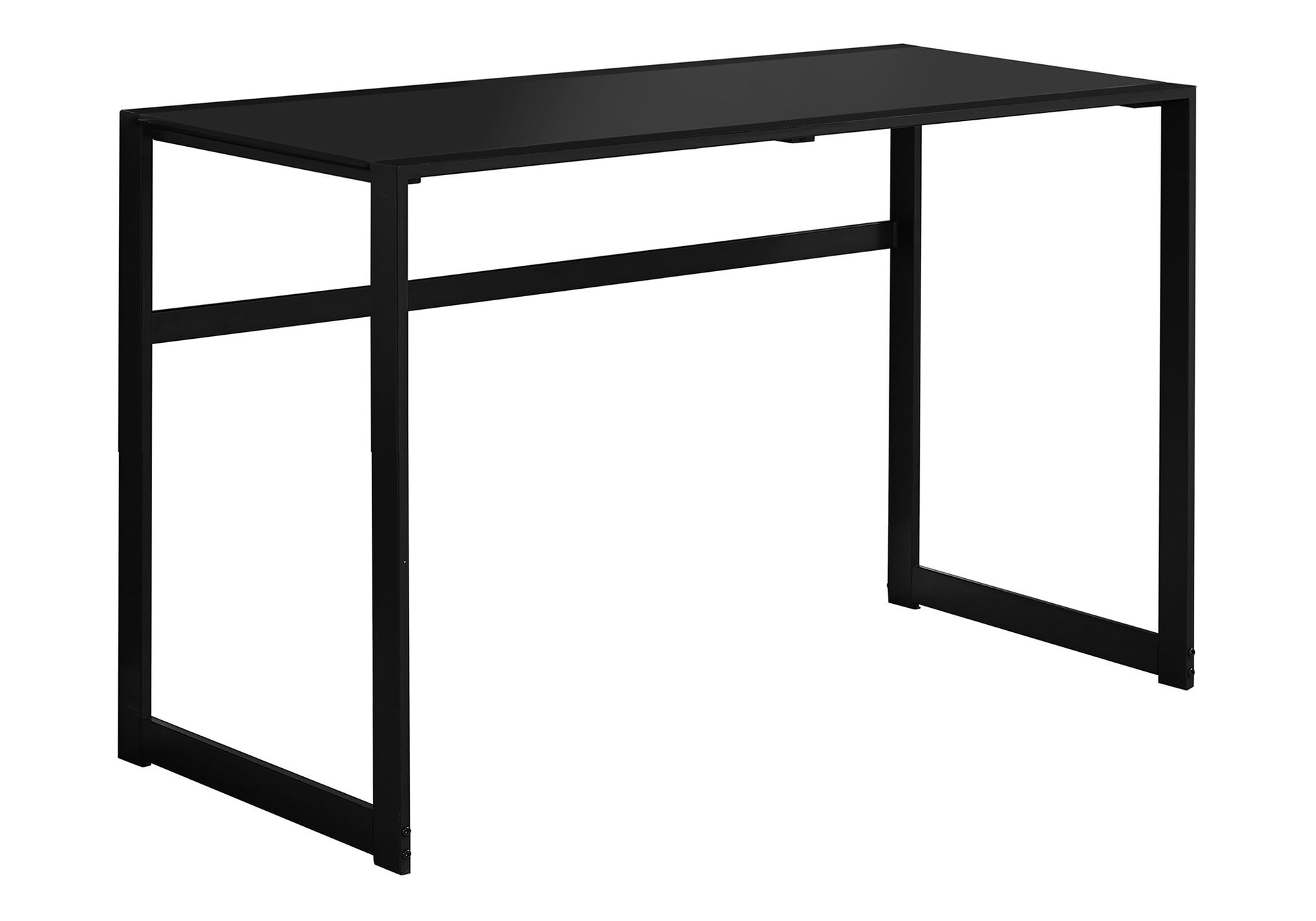 Computer Desk - 48"L / Black Metal / Black Tempered Glass-Computer Desk-DECOROLALA