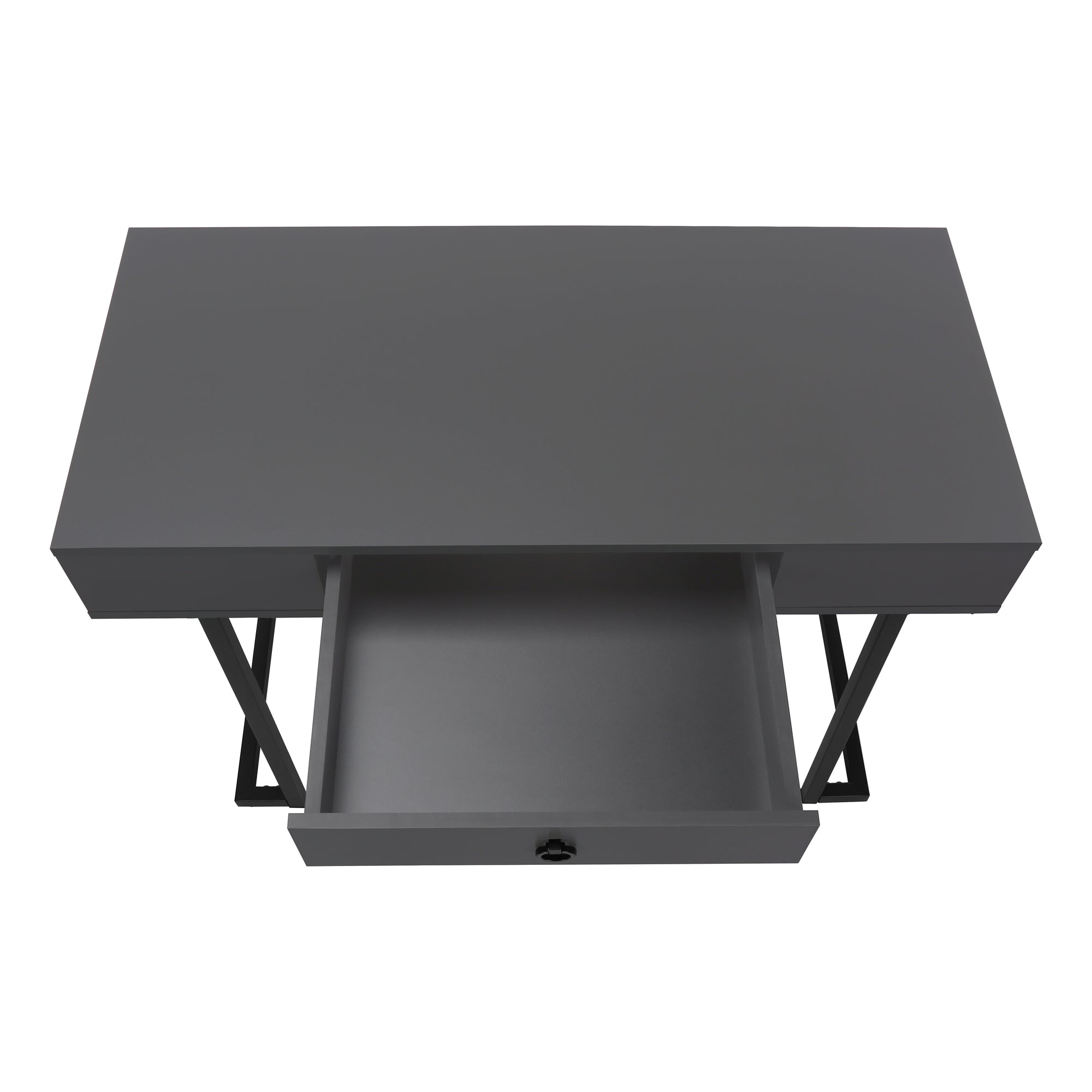 Computer Desk - 42"L / White / Black Metal-Computer Desk-DECOROLALA
