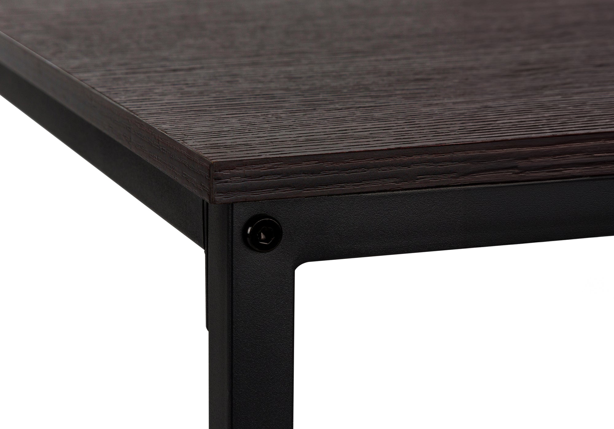 Computer Desk - 58"L / Espresso Top / Black Metal Corner-Computer Desk-DECOROLALA