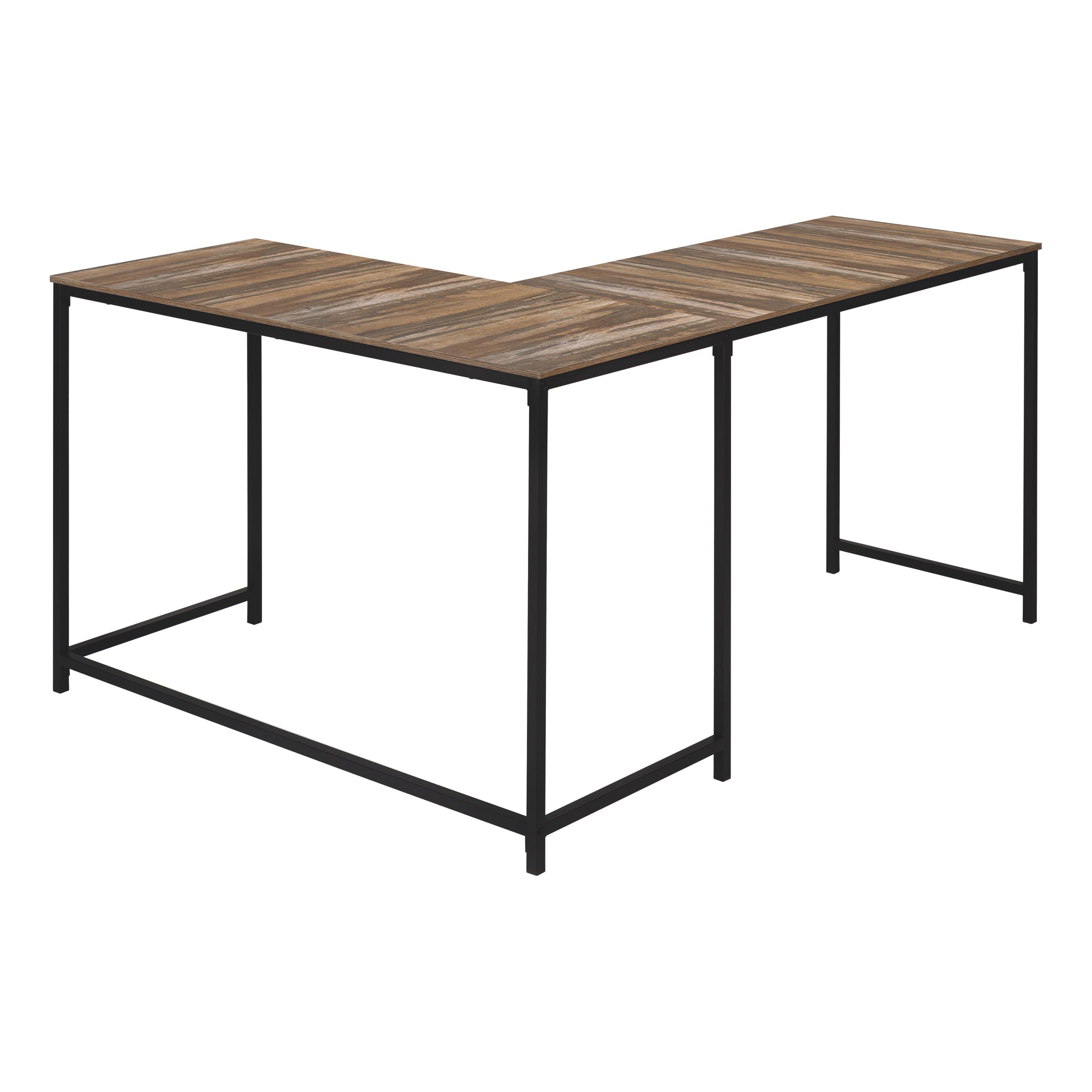 Computer Desk - 58"L / Espresso Top / Black Metal Corner-Computer Desk-DECOROLALA