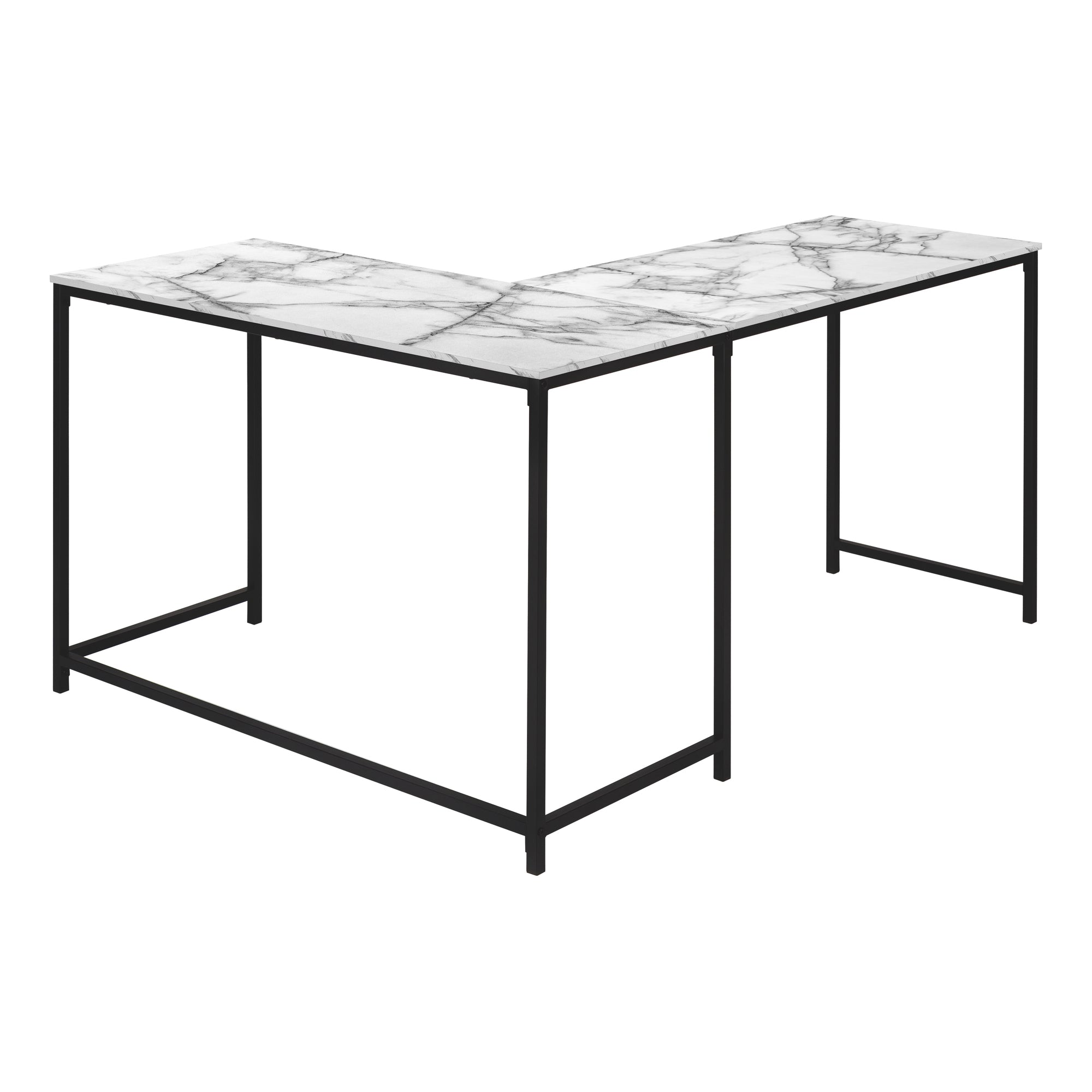 Computer Desk - 58"L / Espresso Top / Black Metal Corner-Computer Desk-DECOROLALA