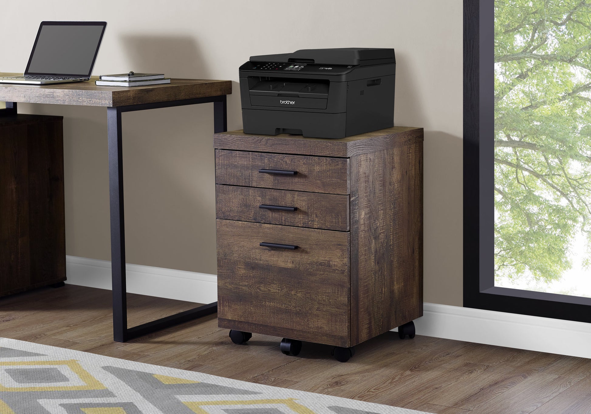 Filing Cabinet - 3 Drawer / White On Castors-Computer Desk-DECOROLALA