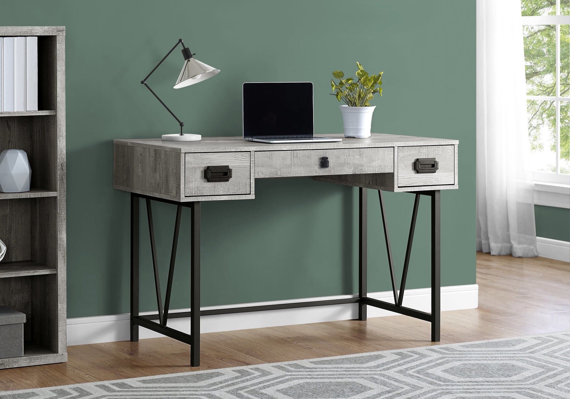 Computer Desk - 48"L / Brown Reclaimed Wood / Black Metal-Computer Desk-DECOROLALA