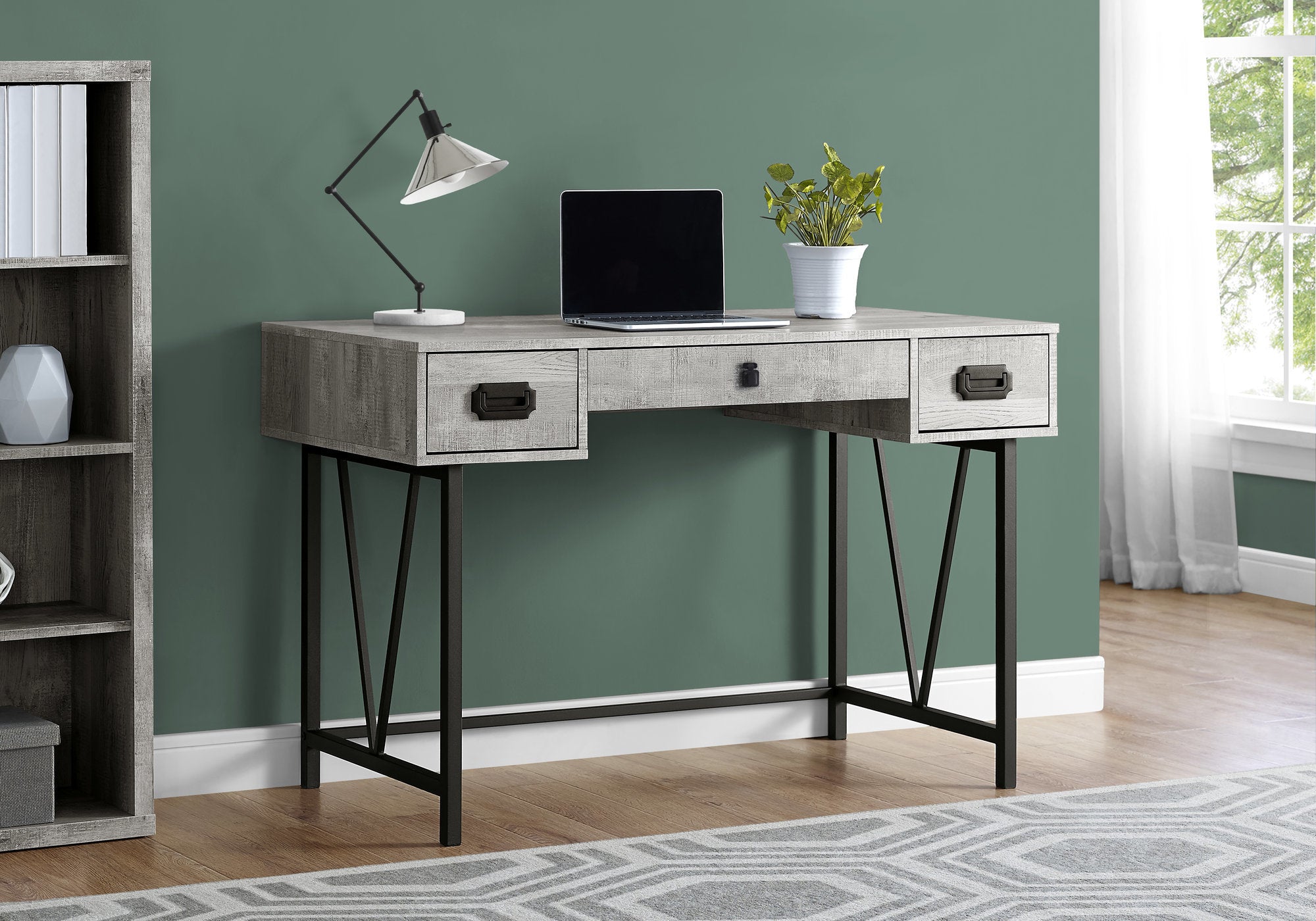 Computer Desk - 48"L / Brown Reclaimed Wood / Black Metal-Computer Desk-DECOROLALA