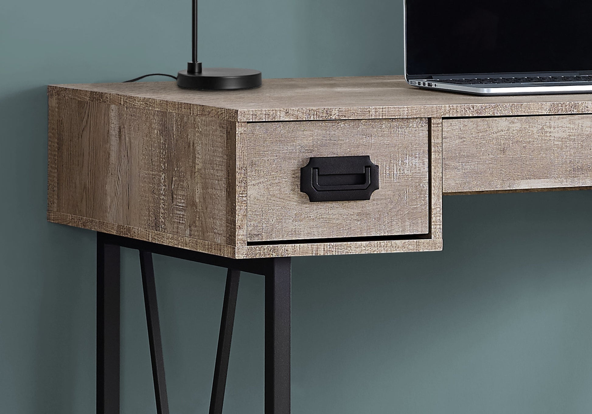 Computer Desk - 48"L / Brown Reclaimed Wood / Black Metal-Computer Desk-DECOROLALA