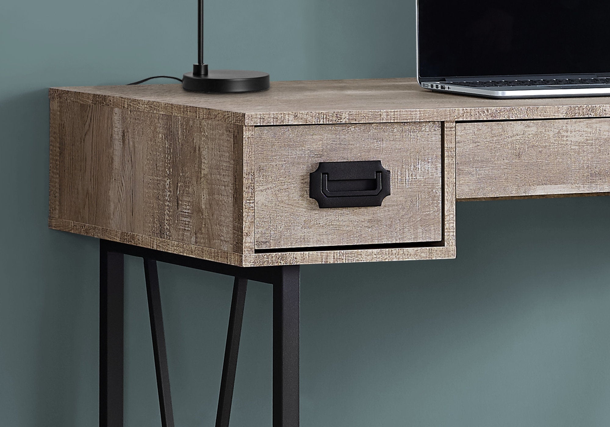 Computer Desk - 48"L / Brown Reclaimed Wood / Black Metal-Computer Desk-DECOROLALA