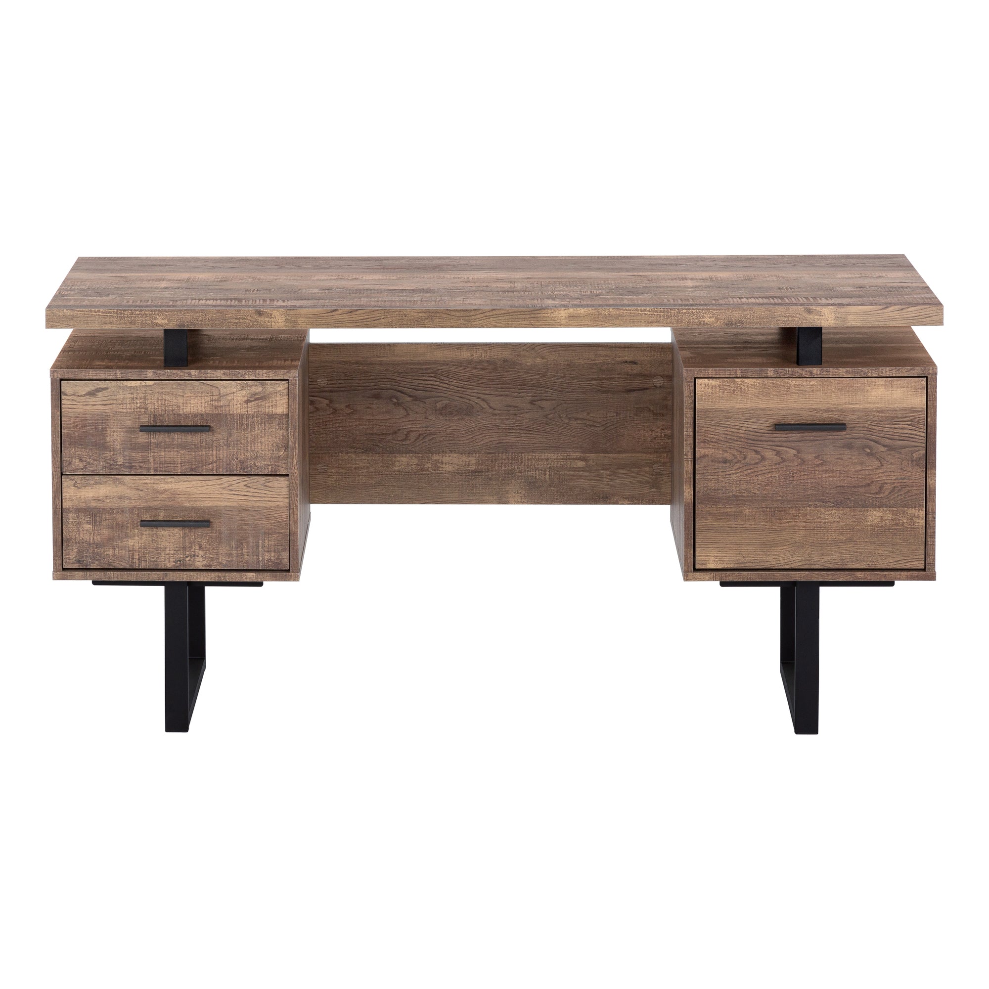 Computer Desk - 60"L / Espresso / Silver Metal-Computer Desk-DECOROLALA