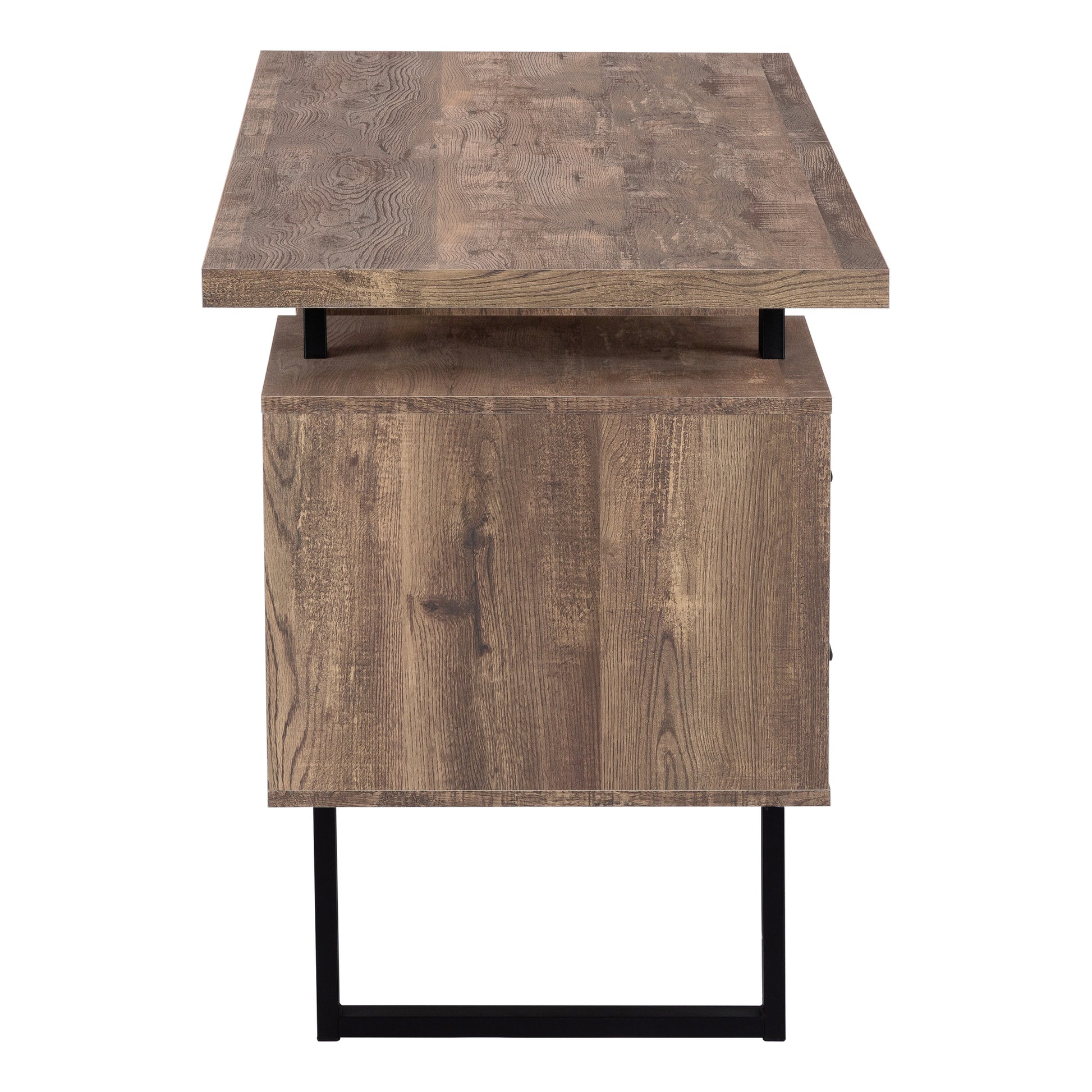 Computer Desk - 60"L / Espresso / Silver Metal-Computer Desk-DECOROLALA