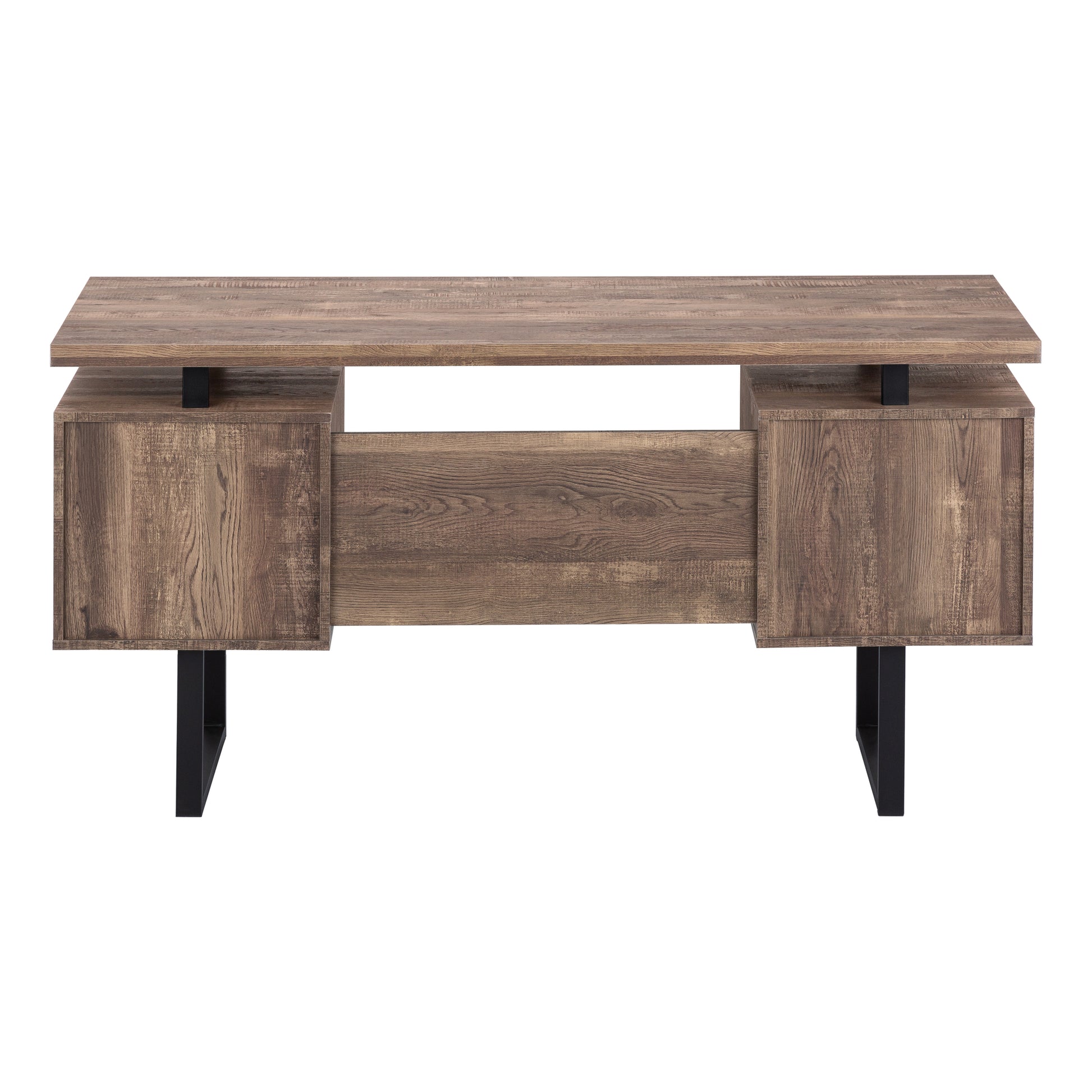 Computer Desk - 60"L / Espresso / Silver Metal-Computer Desk-DECOROLALA