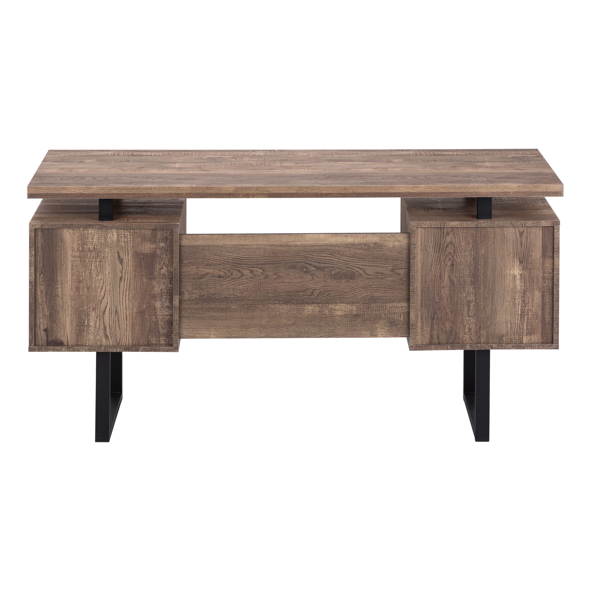 Computer Desk - 60"L / Espresso / Silver Metal-Computer Desk-DECOROLALA
