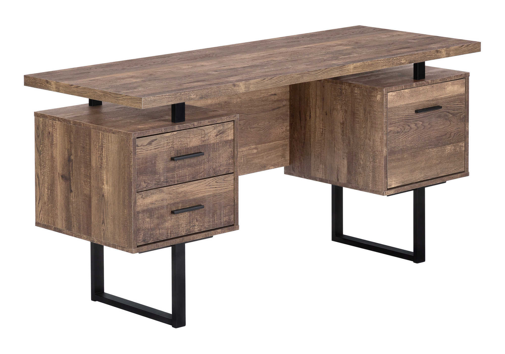 Computer Desk - 60"L / Espresso / Silver Metal-Computer Desk-DECOROLALA