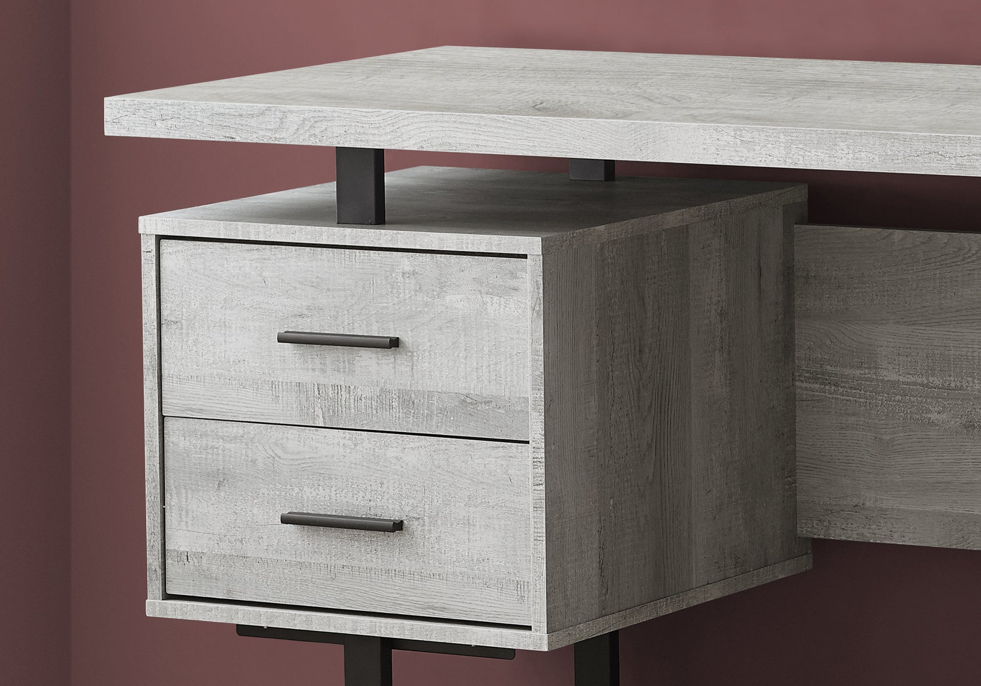 Computer Desk - 60"L / Espresso / Silver Metal-Computer Desk-DECOROLALA