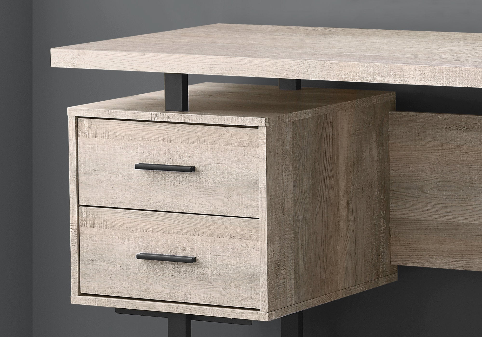 Computer Desk - 60"L / Espresso / Silver Metal-Computer Desk-DECOROLALA