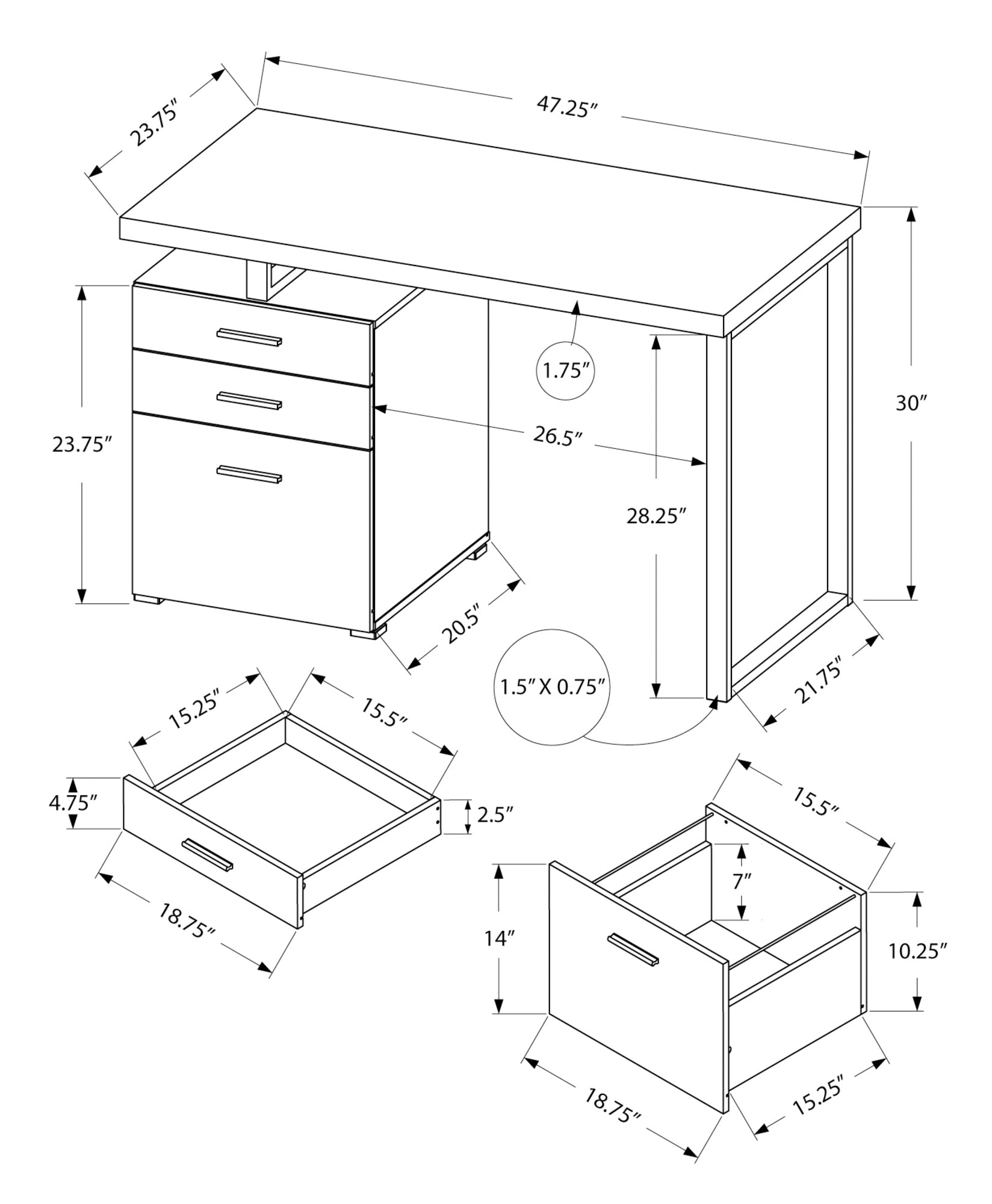Computer Desk - 48"L / Brown Reclaimed Wood / Black Metal-Office Cabinet-DECOROLALA