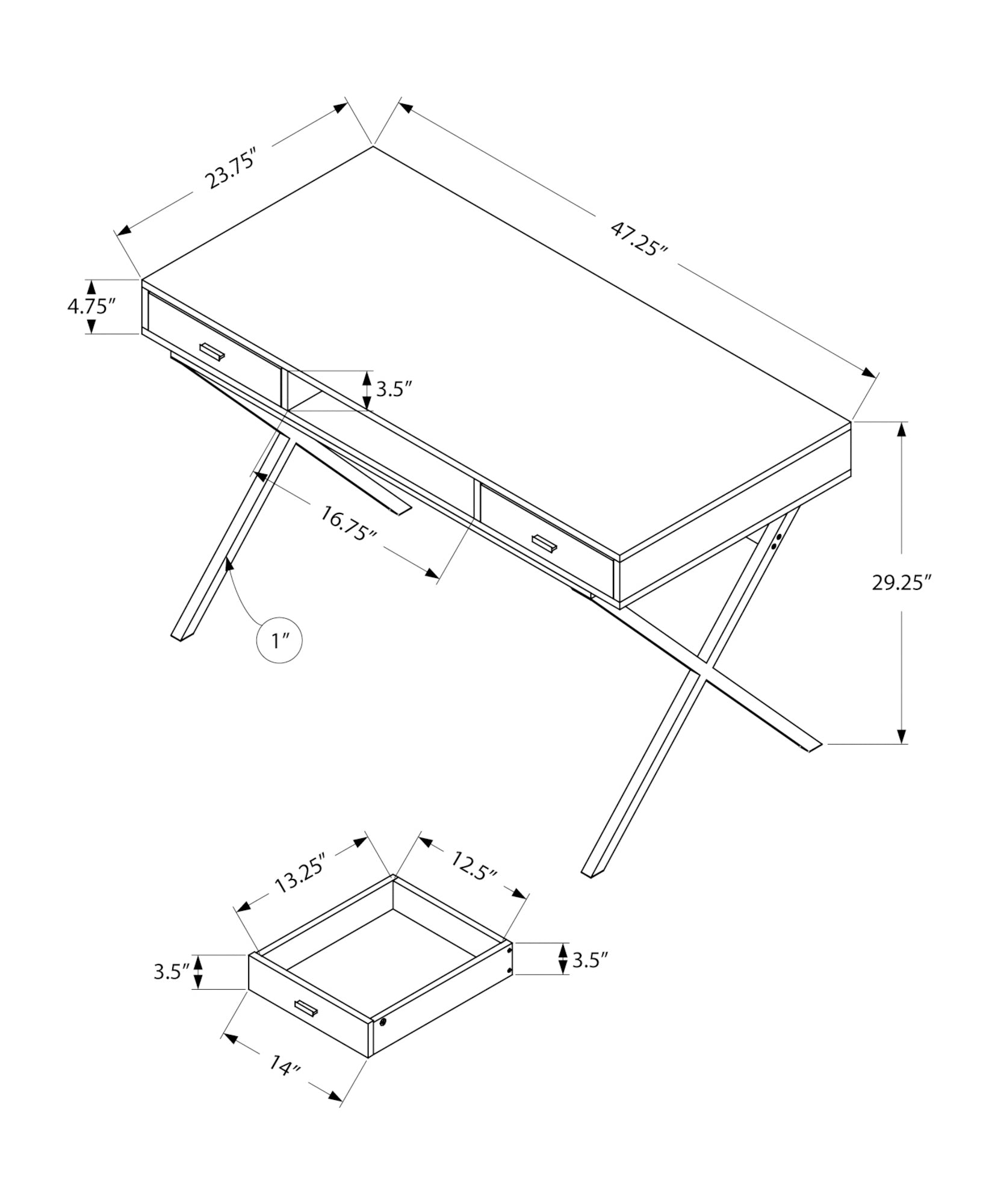 Computer Desk - 48"L / Espresso / Gold Metal-Computer Desk-DECOROLALA