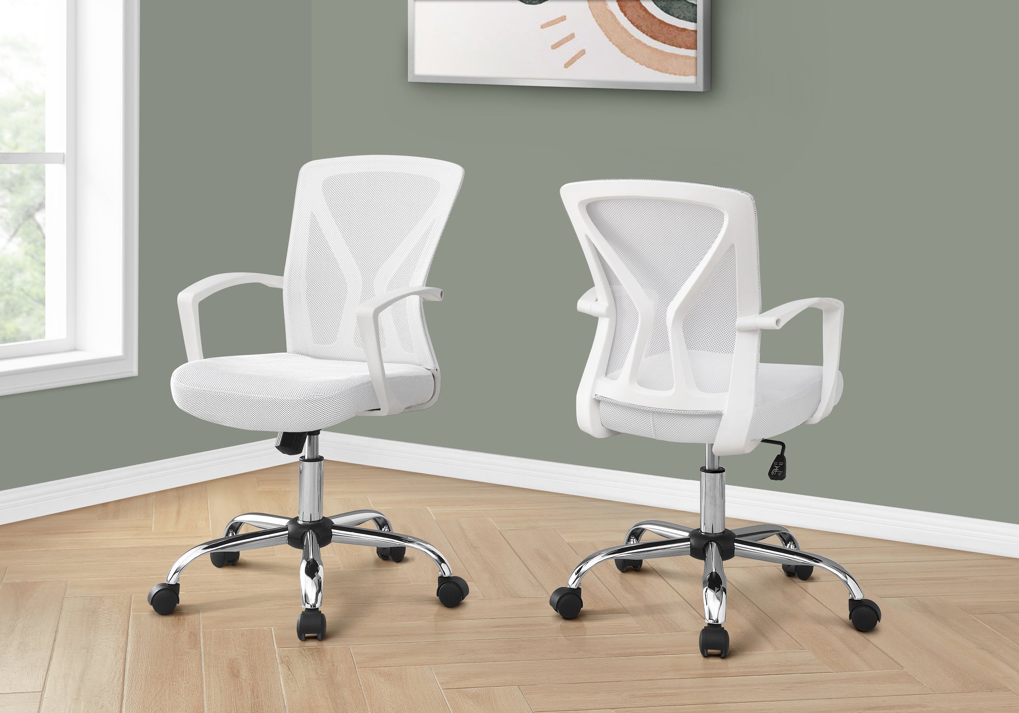 Office Chair - Black / Chrome Base On Castors-Computer Desk-DECOROLALA