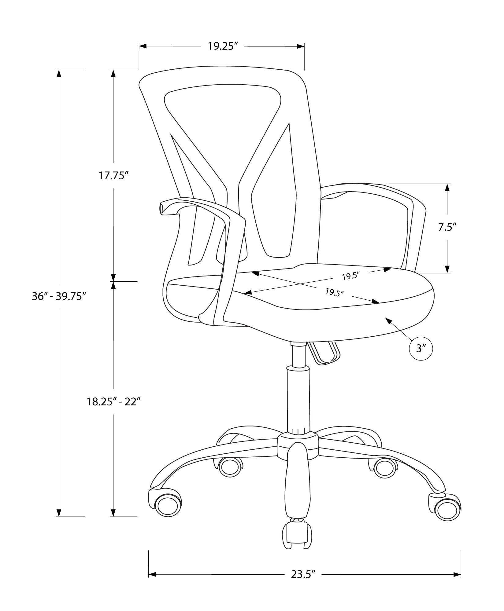 Office Chair - Black / Chrome Base On Castors-Computer Desk-DECOROLALA