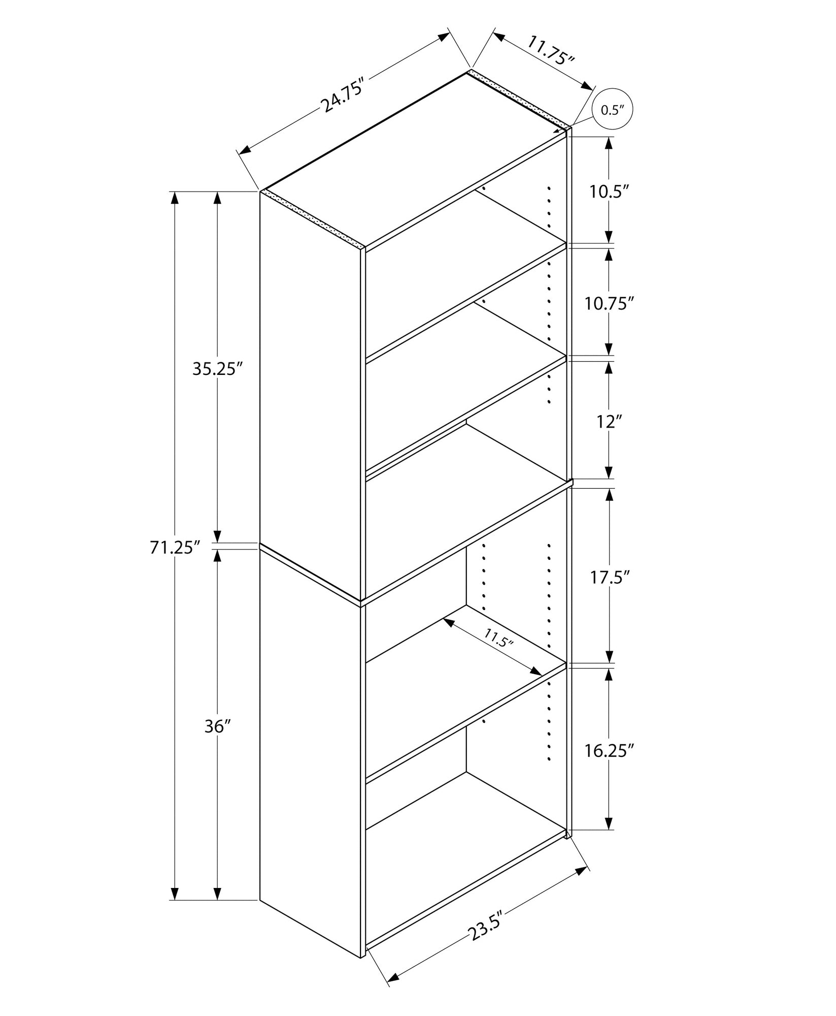 Bookcase - 72"H / Espresso With 5 Shelves-Bookshelf-DECOROLALA
