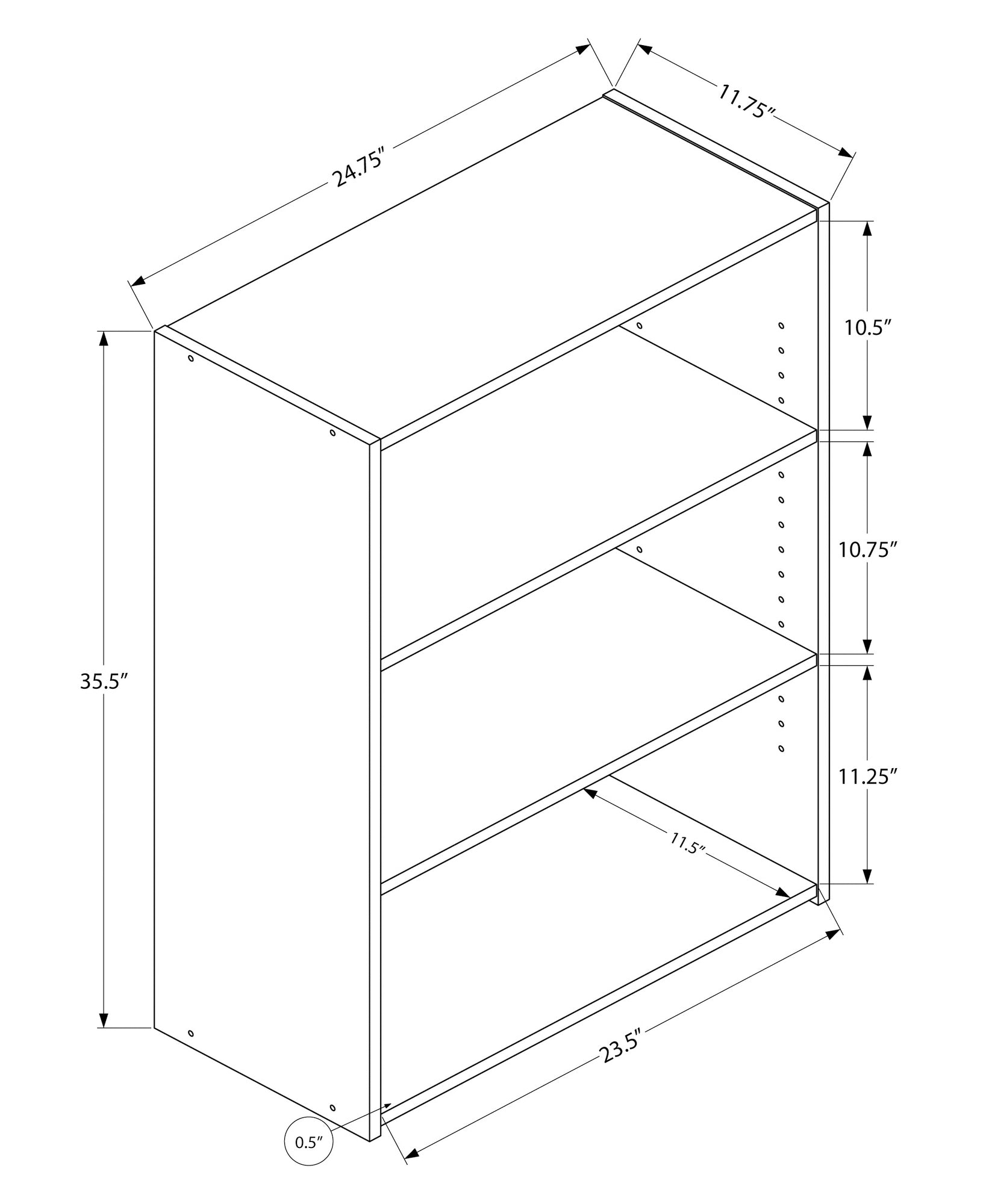 Bookcase - 36"H / Cherry With 3 Shelves-Bookshelf-DECOROLALA