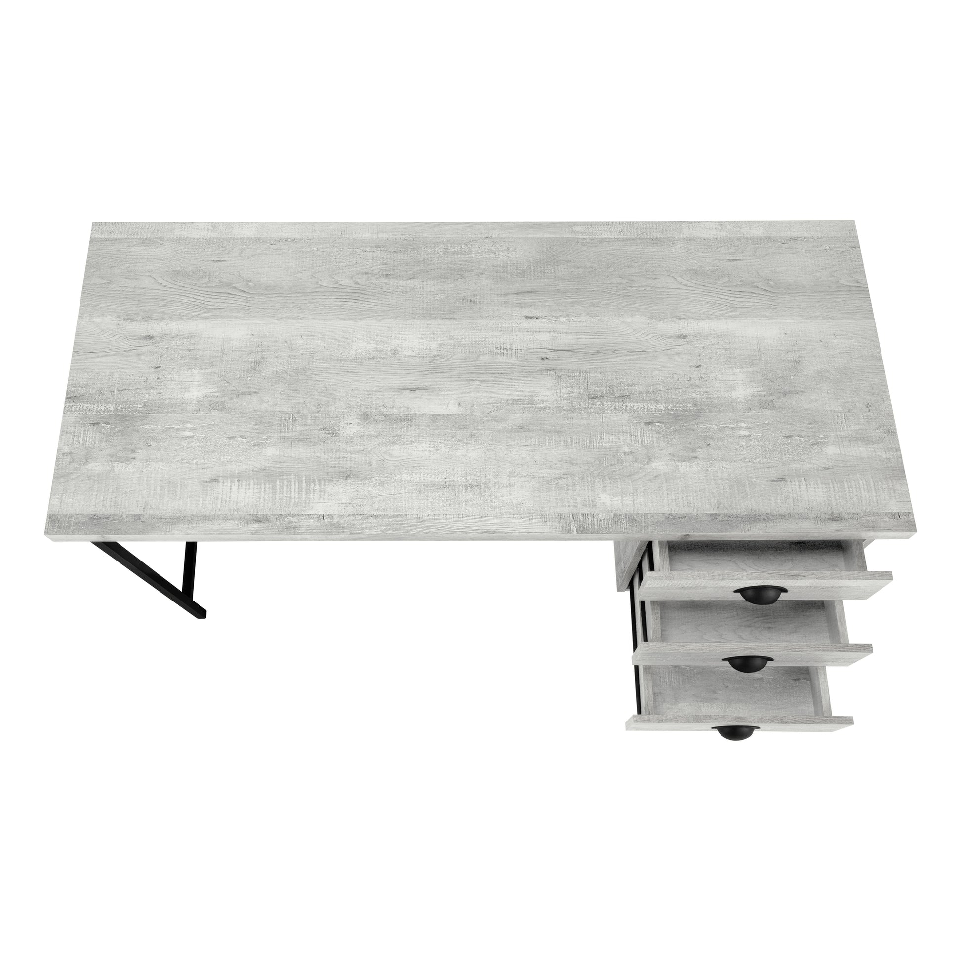 Computer Desk - 55"L / Brown Reclaimed Wood / Black Metal-Computer Desk-DECOROLALA