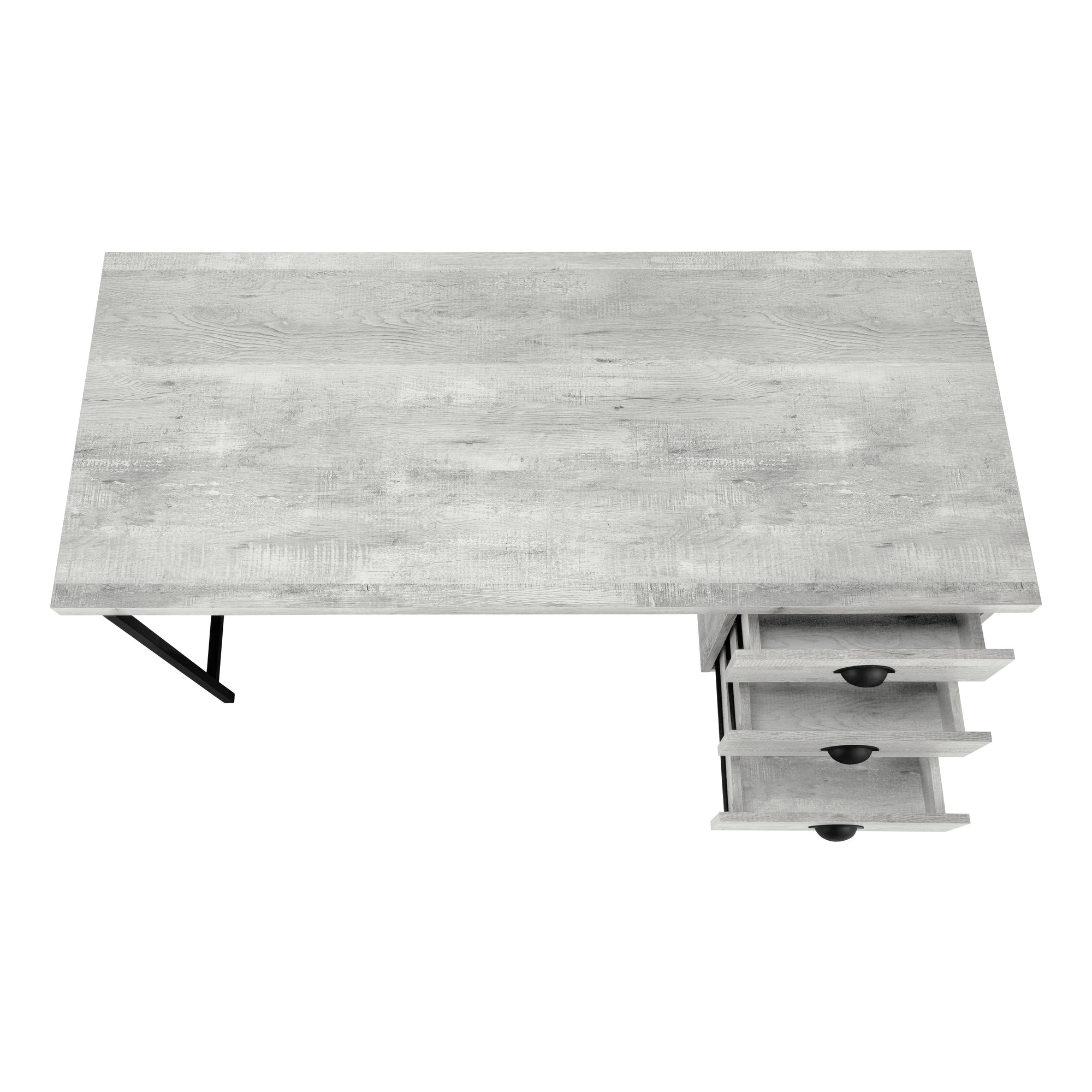 Computer Desk - 55"L / Brown Reclaimed Wood / Black Metal-Computer Desk-DECOROLALA